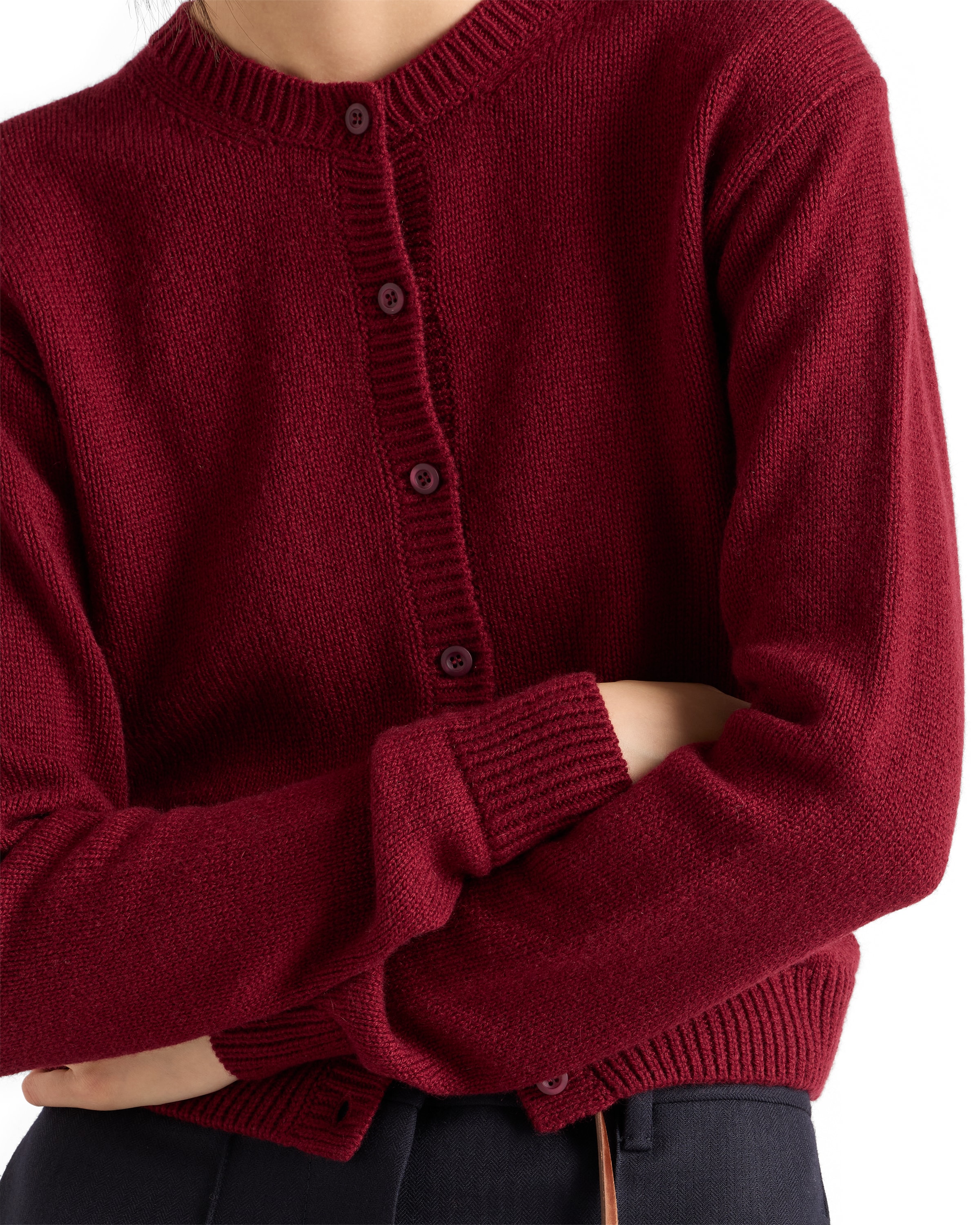 Prada Womens Burgundy Triangle-logo Cashmere Knitted Cardigan In Burgundy