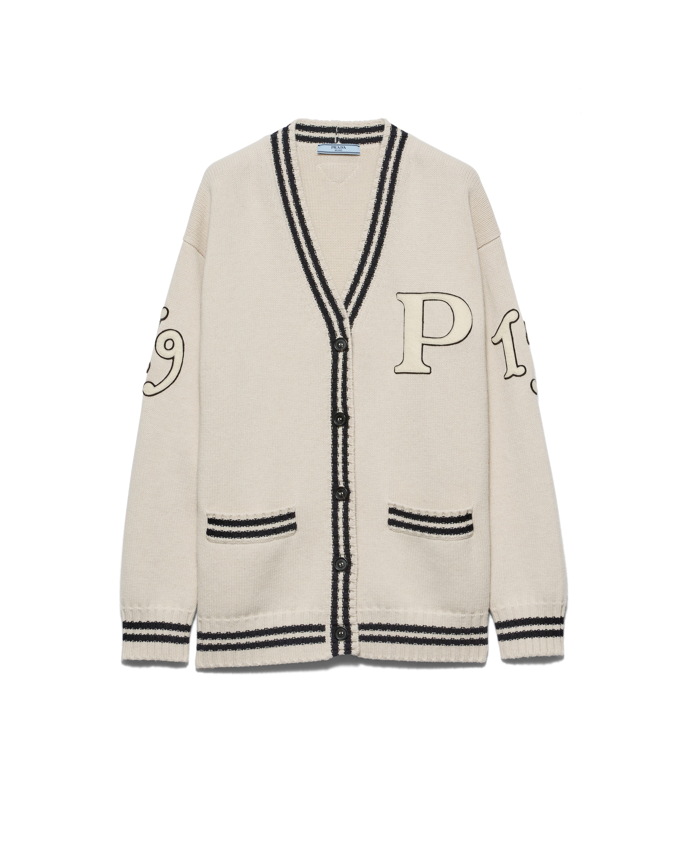 Prada Cardigan En Laine Et Cachemire, Femme, Ivoire, Taille 38