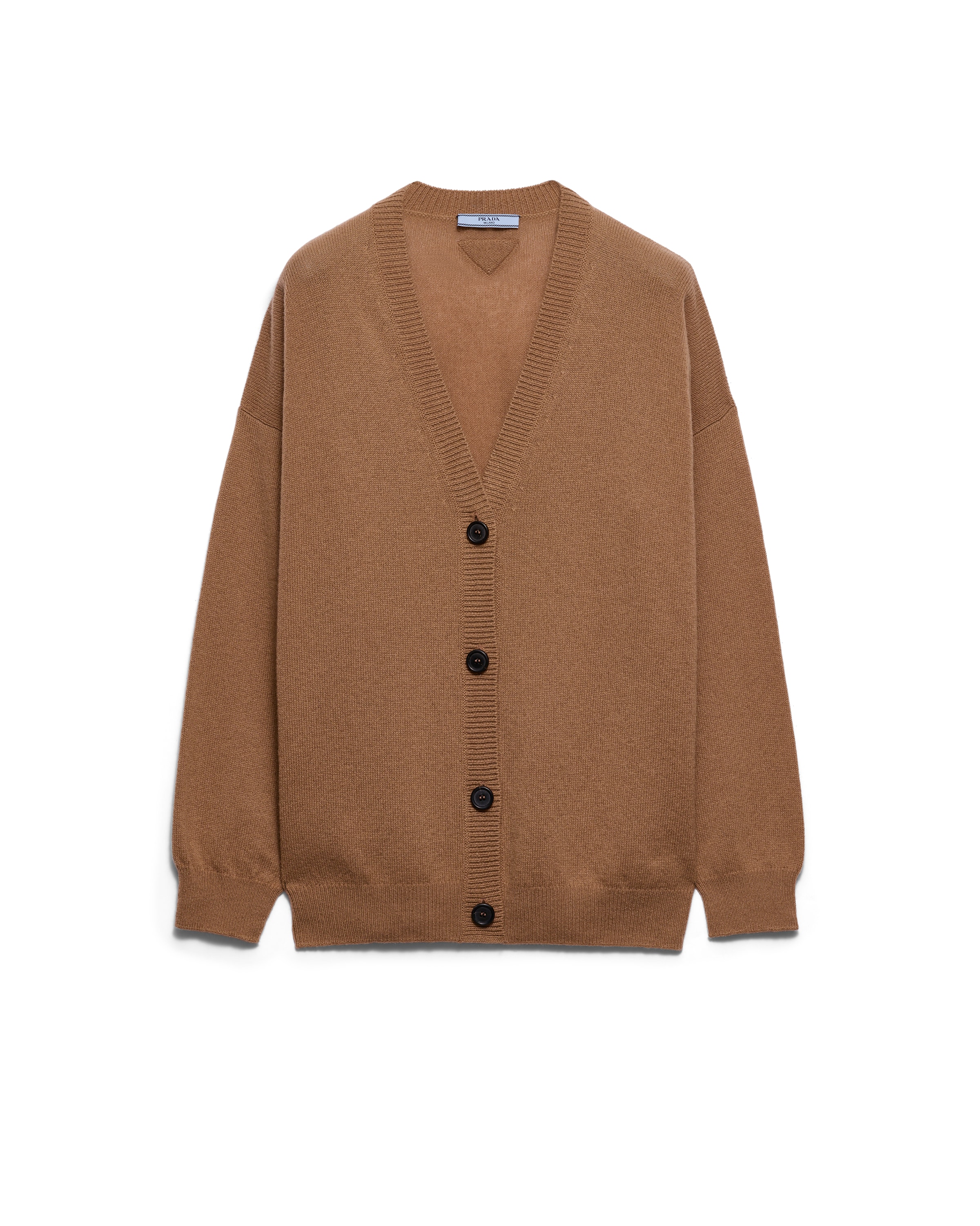 Prada Maglia Cardigan In Cashmere, Donna, Cammello, Taglia 42