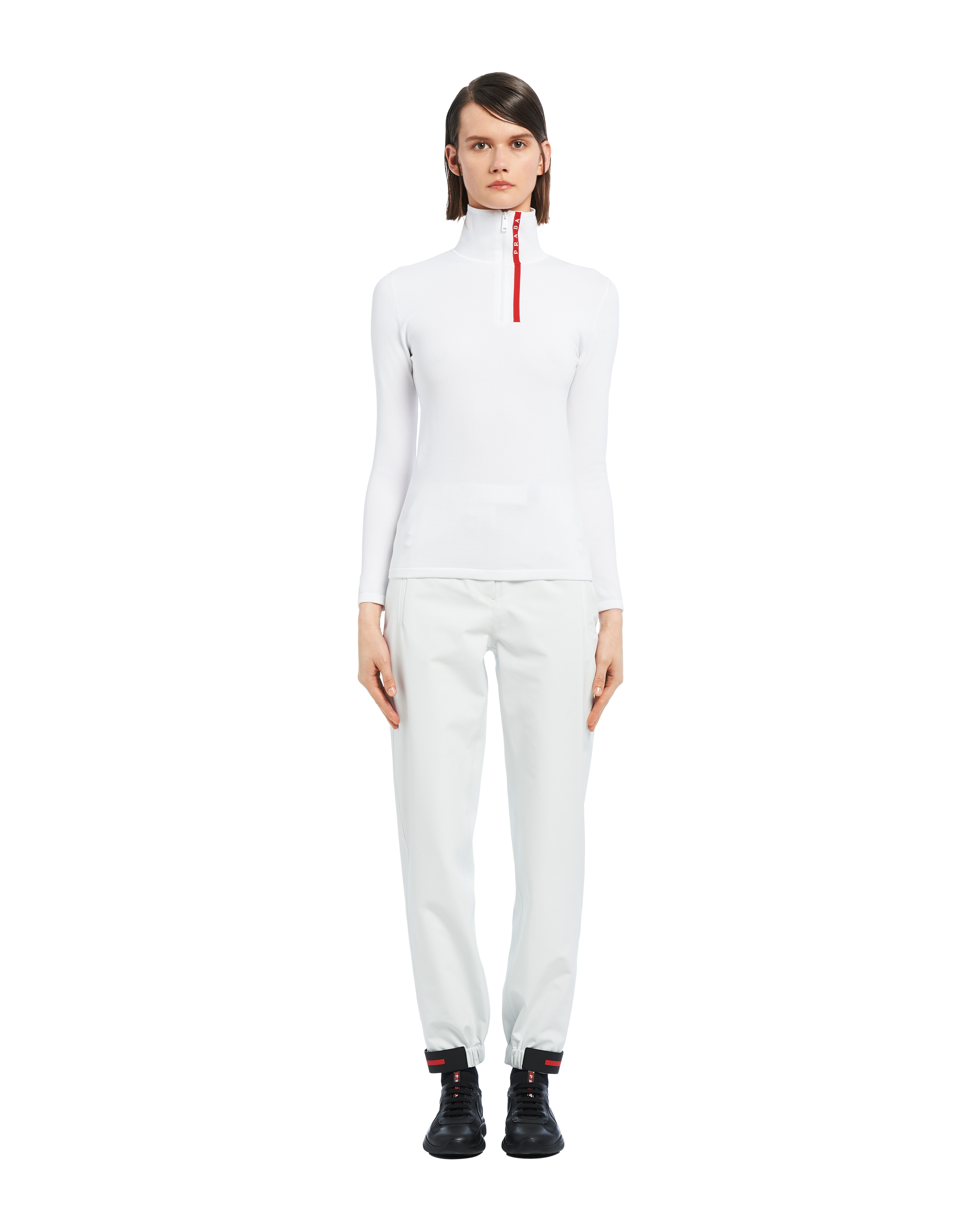 White Nylon turtleneck top | Prada