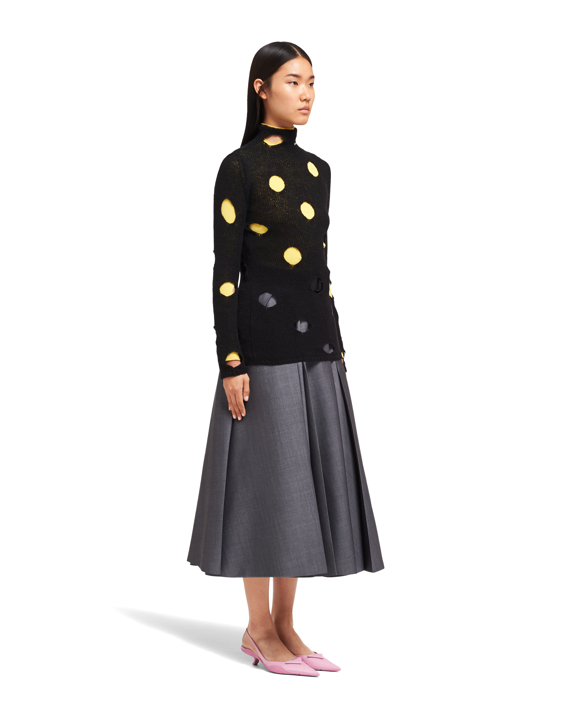 Shetland Wool Turtleneck Sweater With Decorative Holes Prada Shetland Wool Turtleneck Sweater With Decorative Holes Prada