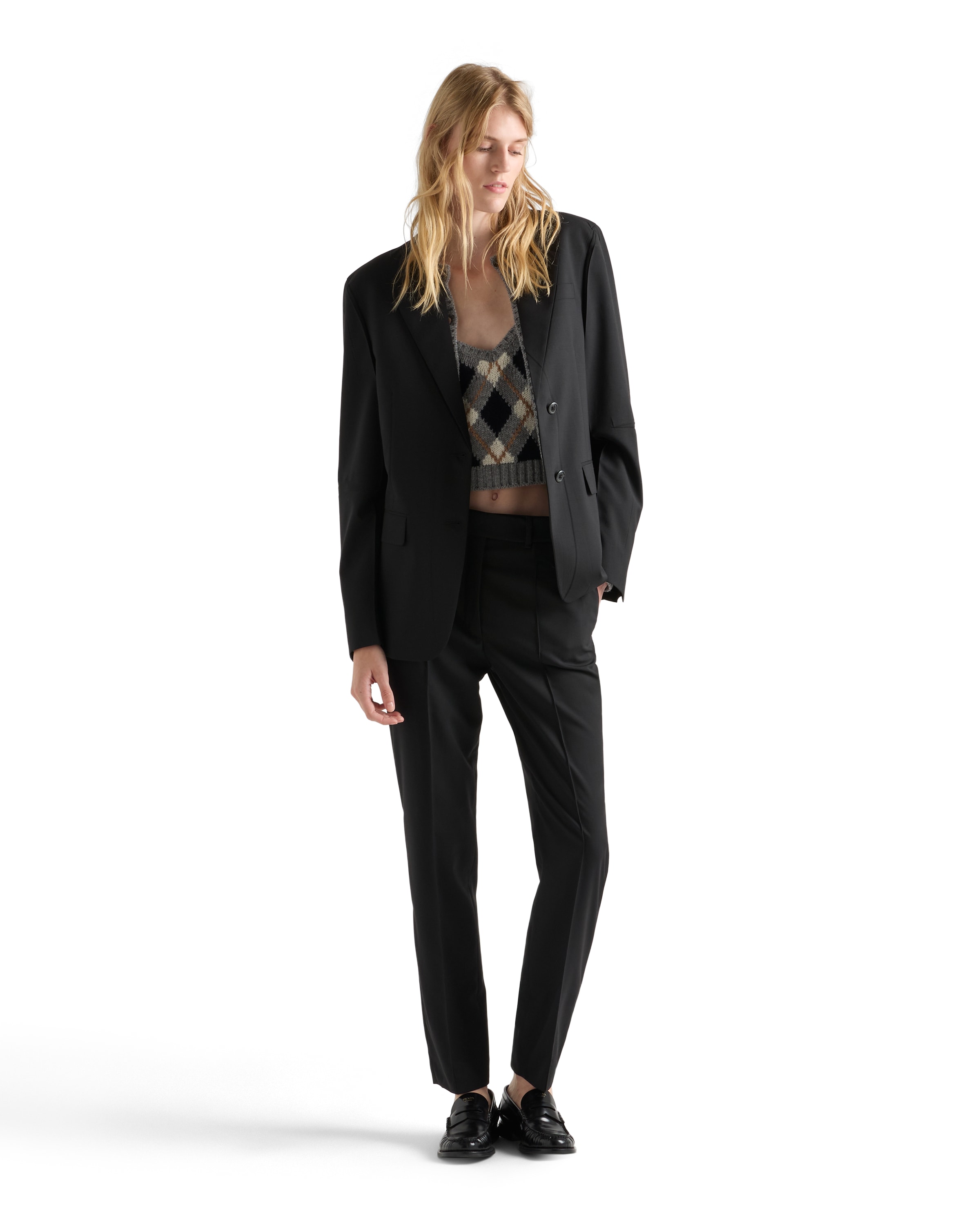 Prada Superfine Wool Tailored Pants In Black