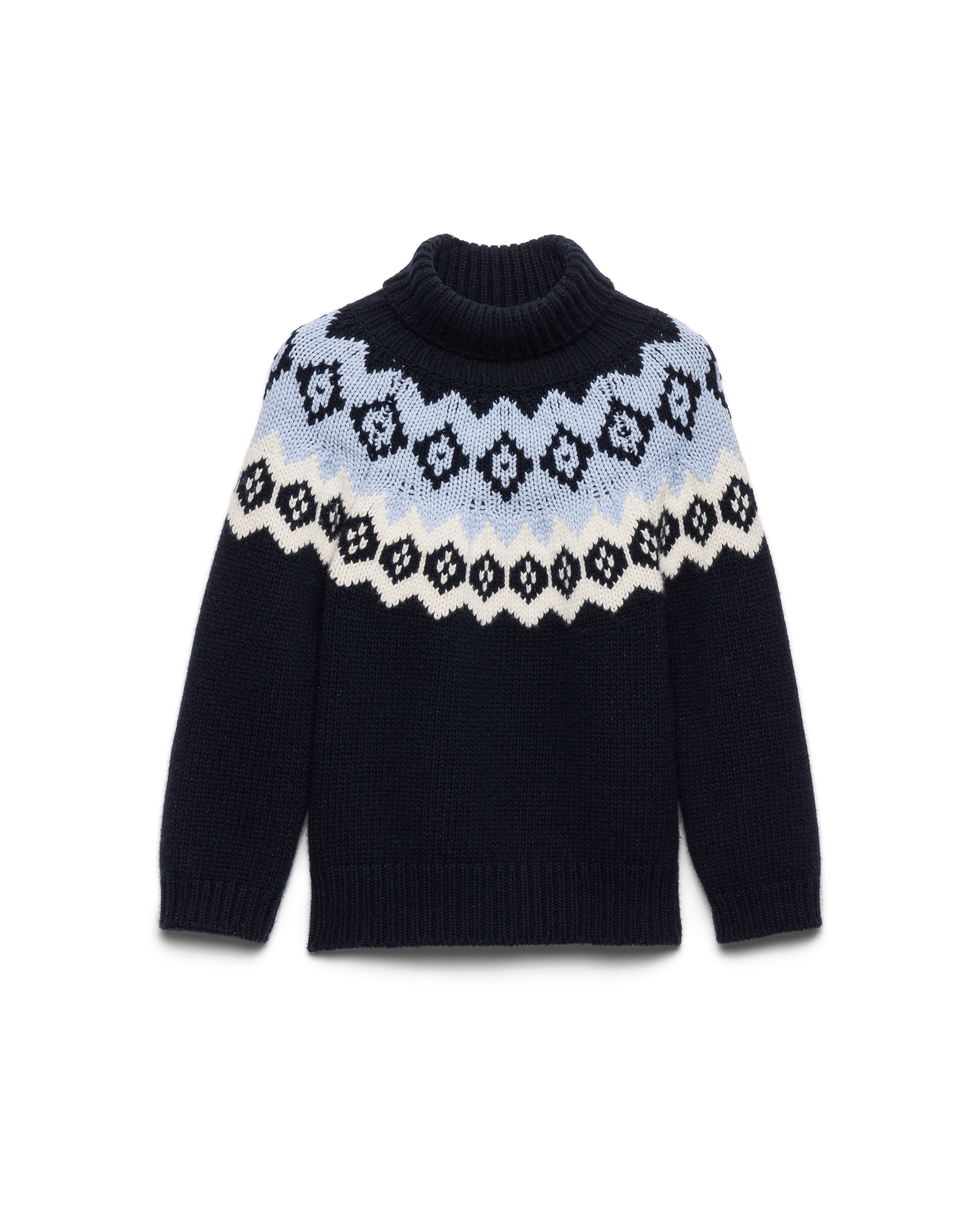 Prada Wool And Cashmere Sweater, Woman, Blue/beige, Size 38