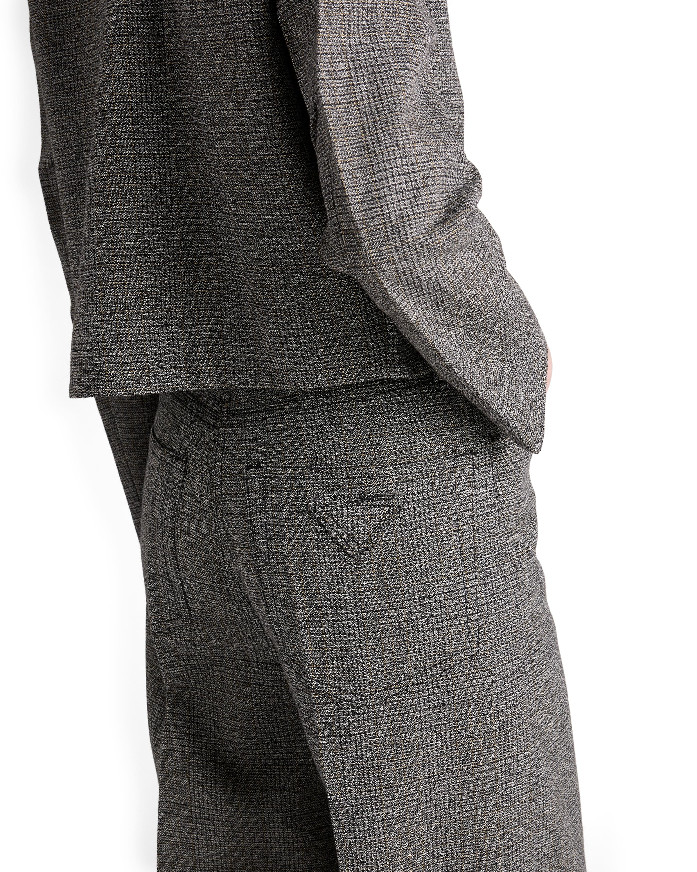 Prada Cotton-wool Prince Of Wales Tailored Trousers In Gray