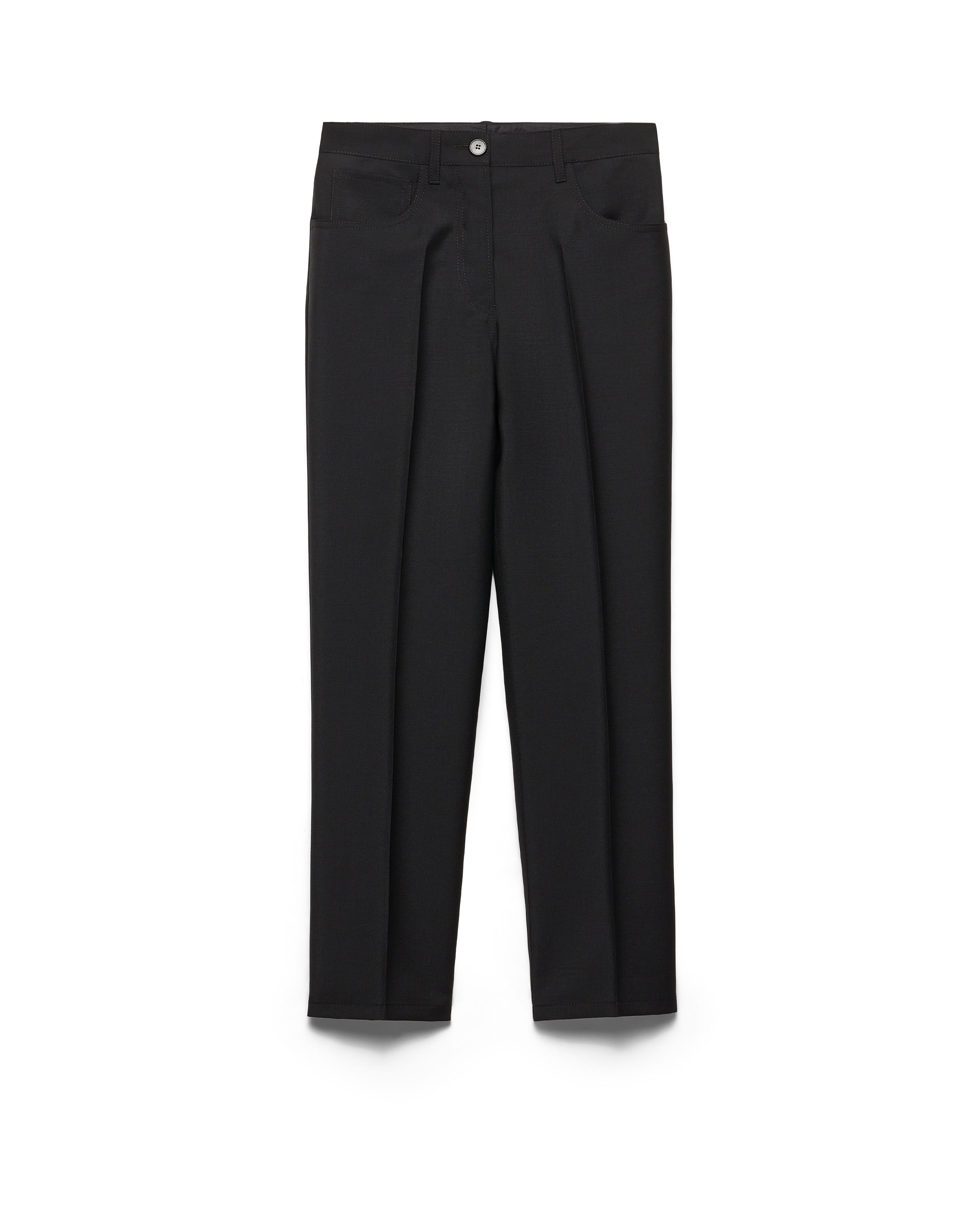 Prada Safety-pin Detail Wool Trousers Clothing In Black