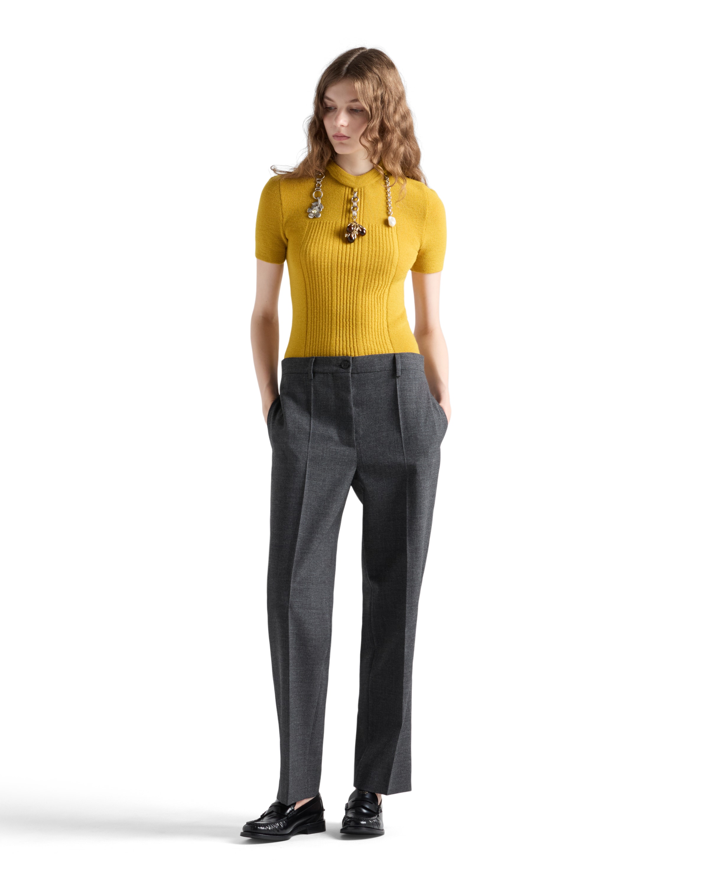 Prada Rush Stitch Pants In Blue
