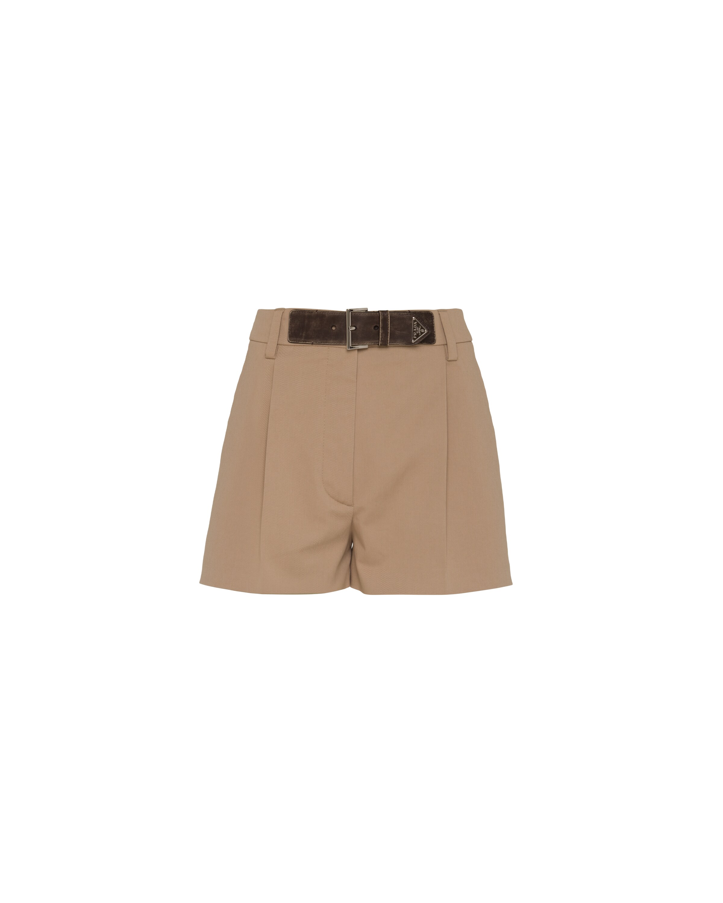 Prada Short En Gabardine, Femme, Kaki, Taille 42
