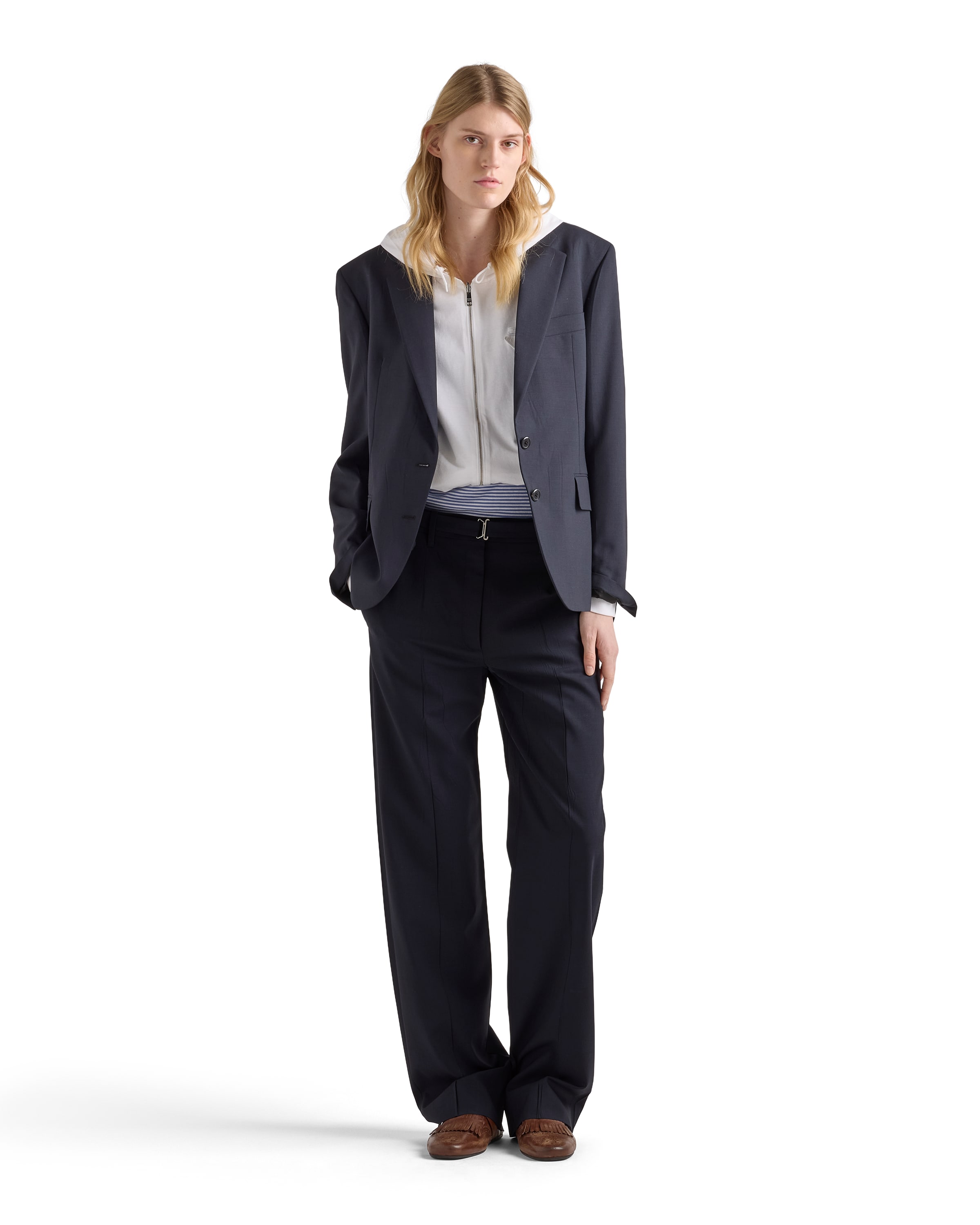 Prada Women's Light Wool Pants In Black