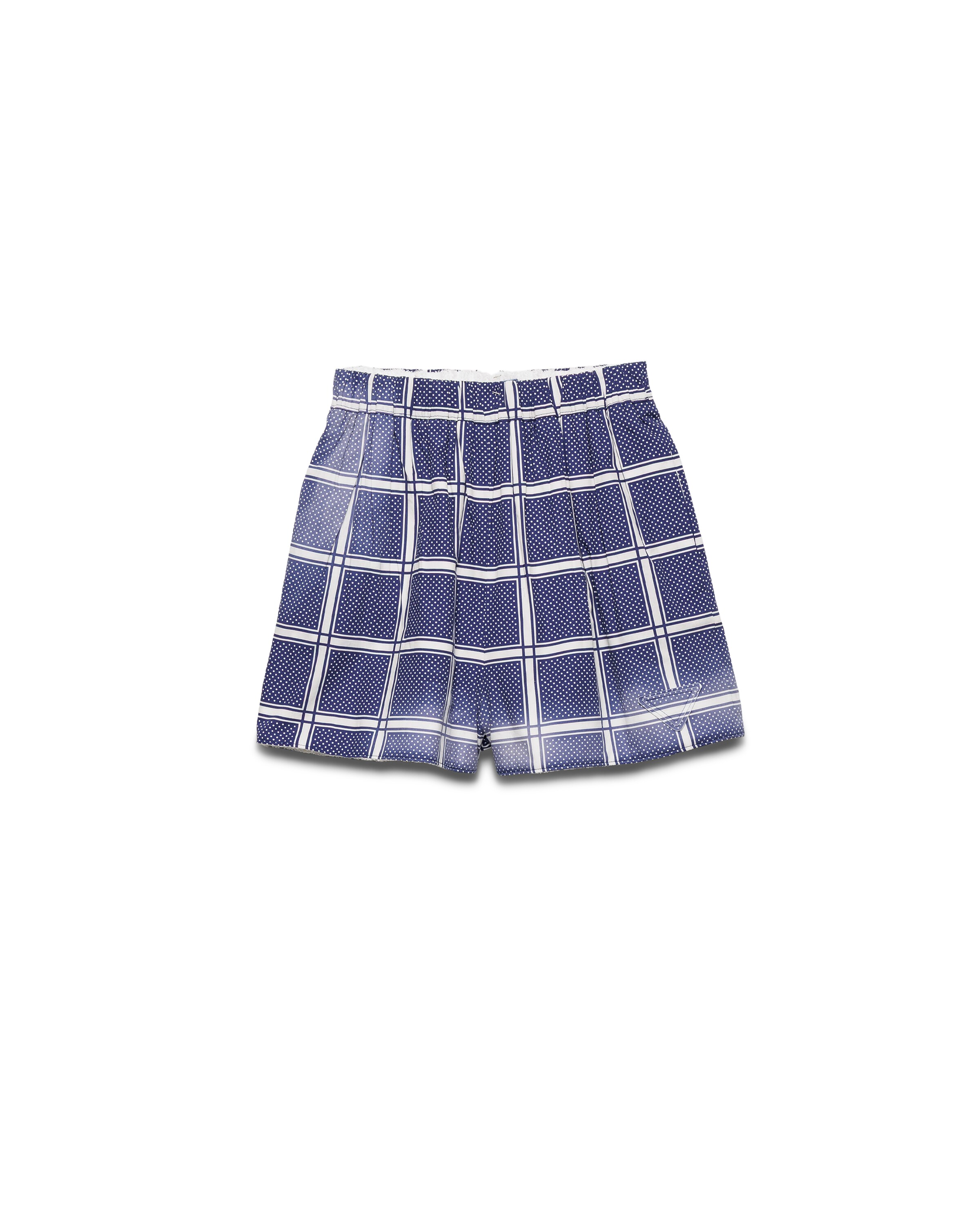 Prada Short En Tissu Éponge À Carreaux, Femme, Bleu, Taille 38