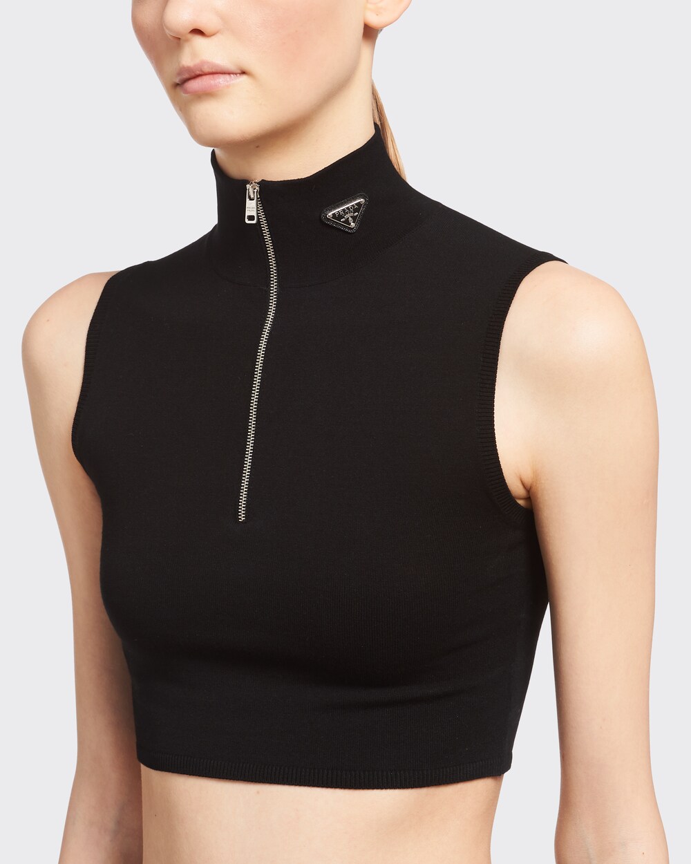 cropped black polo neck