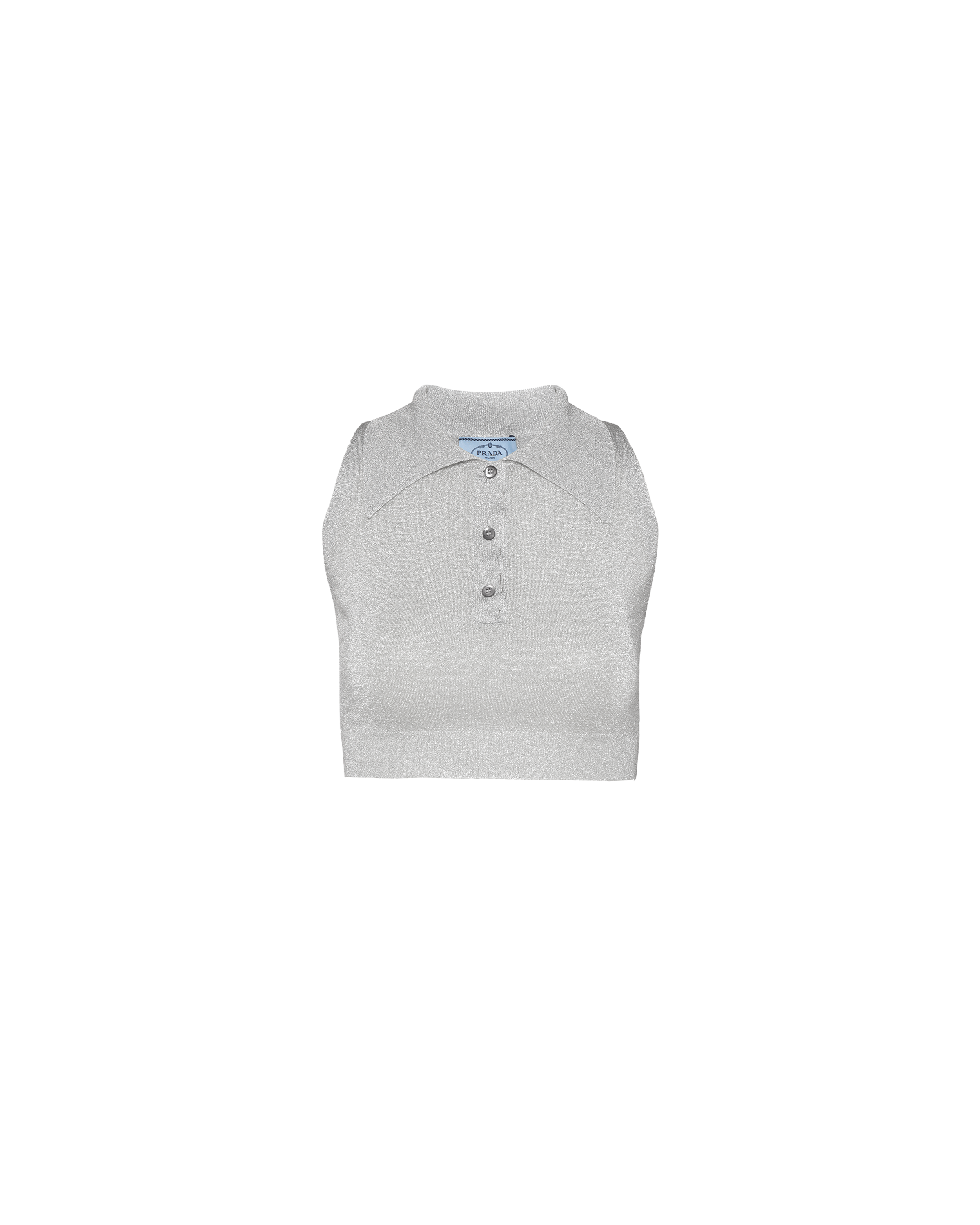 Prada Cropped Sleeveless Top In Gray