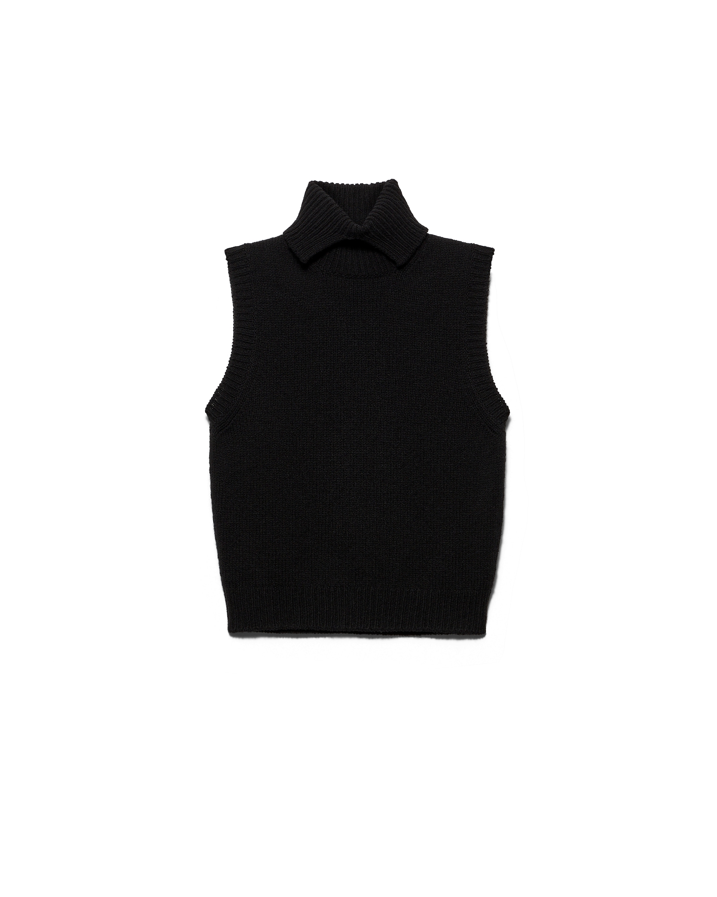 Prada Gilet Sans Manches À Col Roulé En Cachemire, Femme, Noir, Taille 44