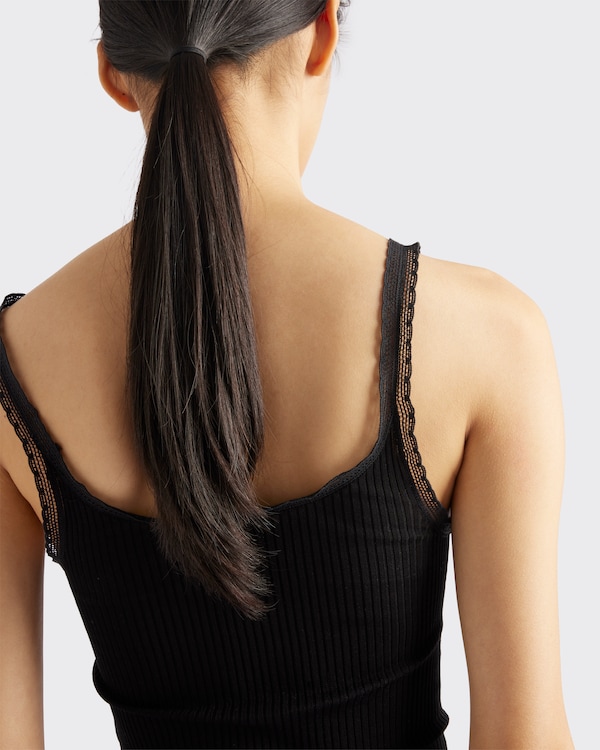 リブ編みコットントップ リブ編みコットントップ