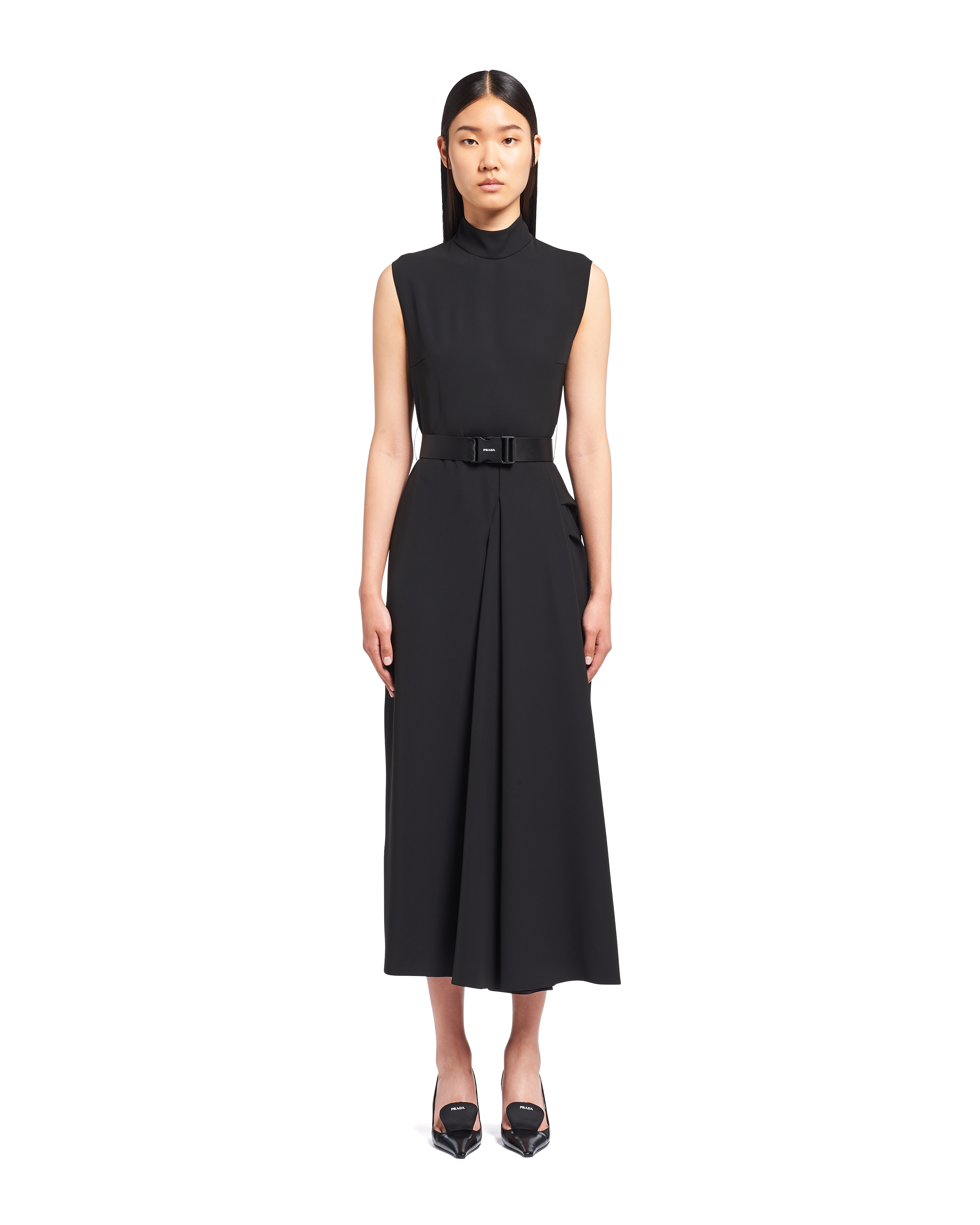 Black Technical broadcloth dress Prada