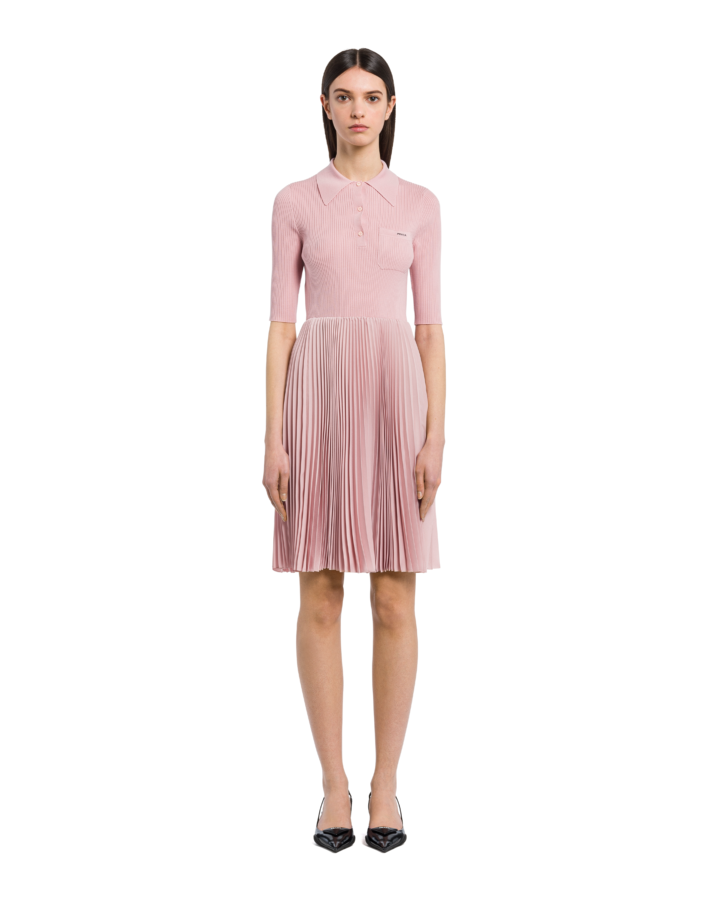 Opal/cherry Crêpe de Chine dress | Prada