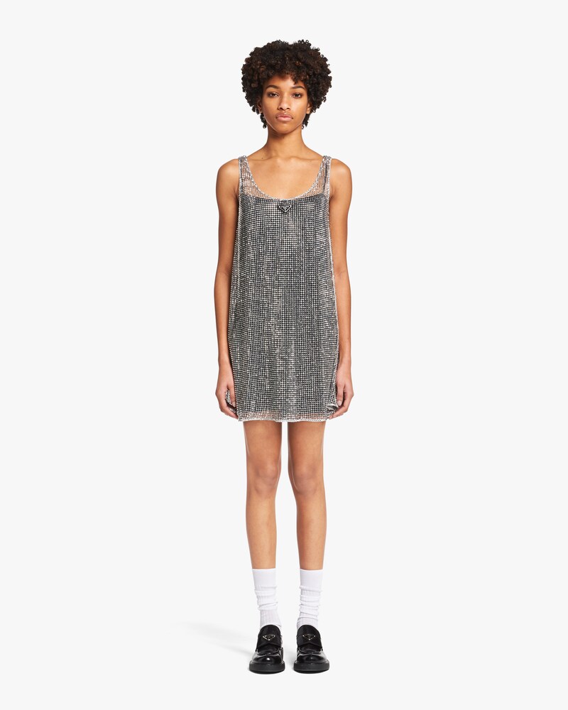 Rhinestone mesh mini dress clearance