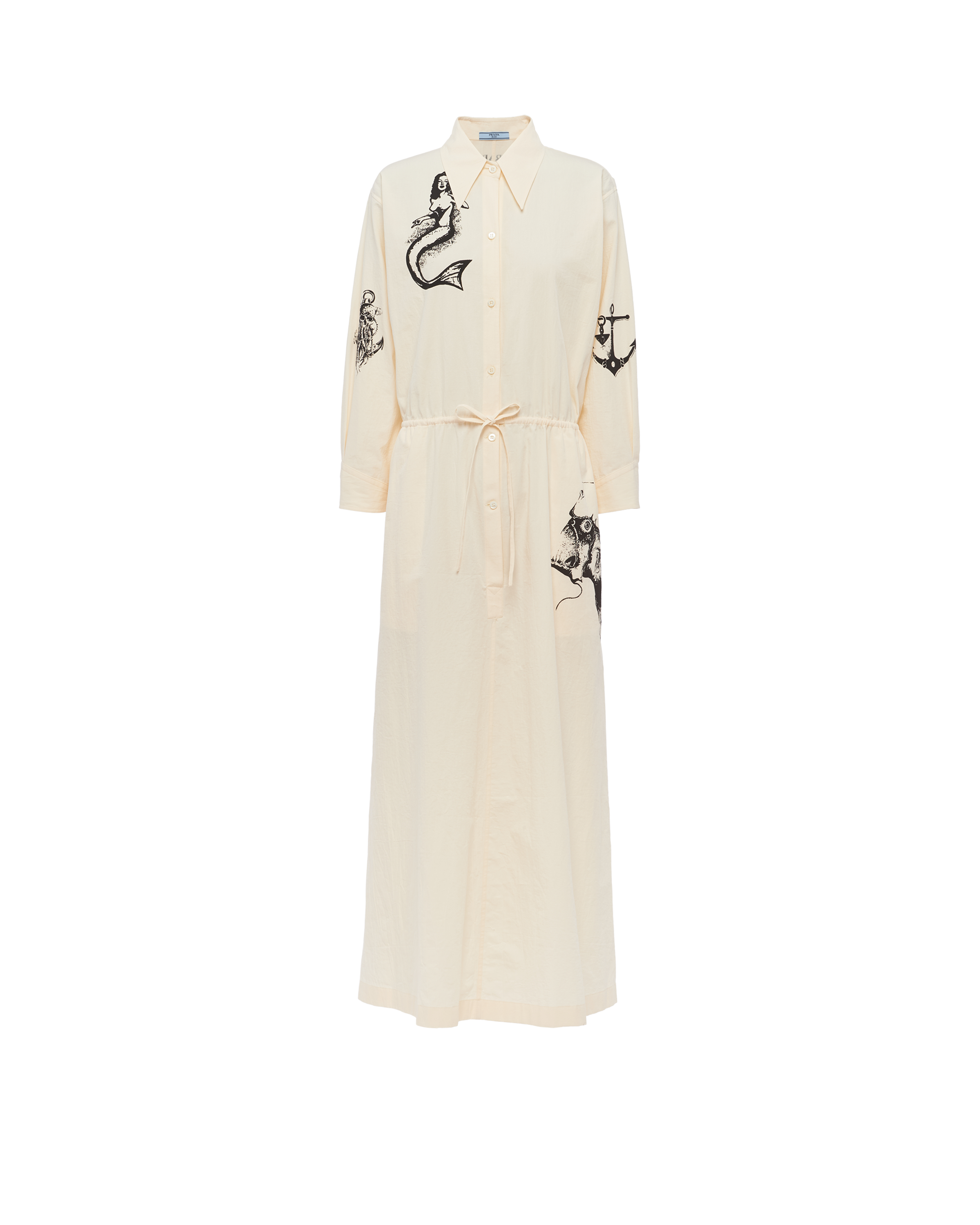 Ivory Printed canvas dress Prada