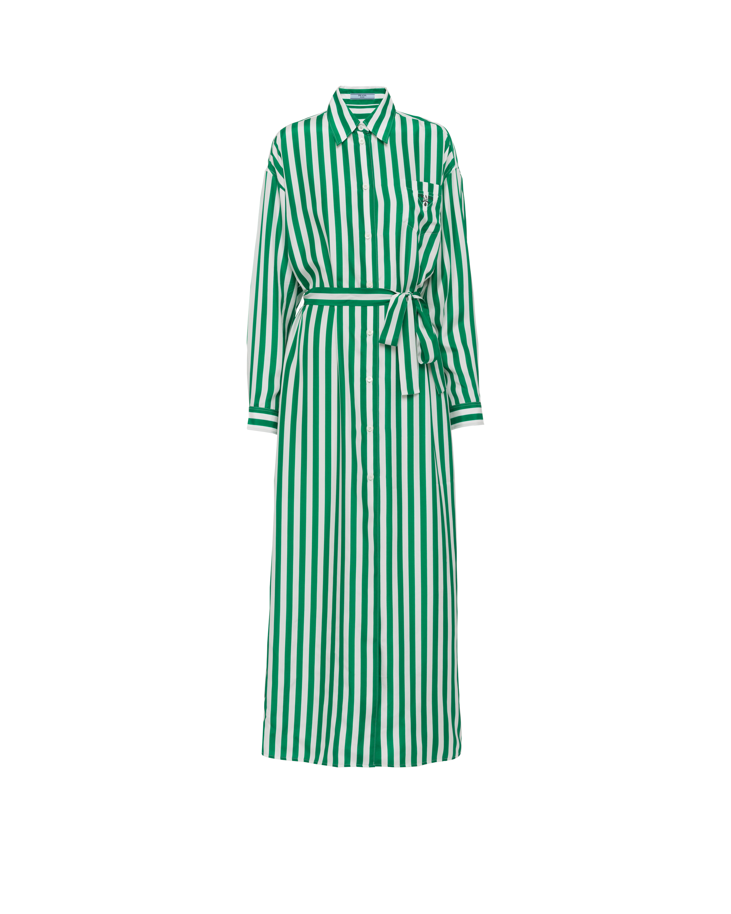 prada green silk dress Prada Green Short-sleeve V-Neck Dress w/ Heart-Shaped Print main image 1