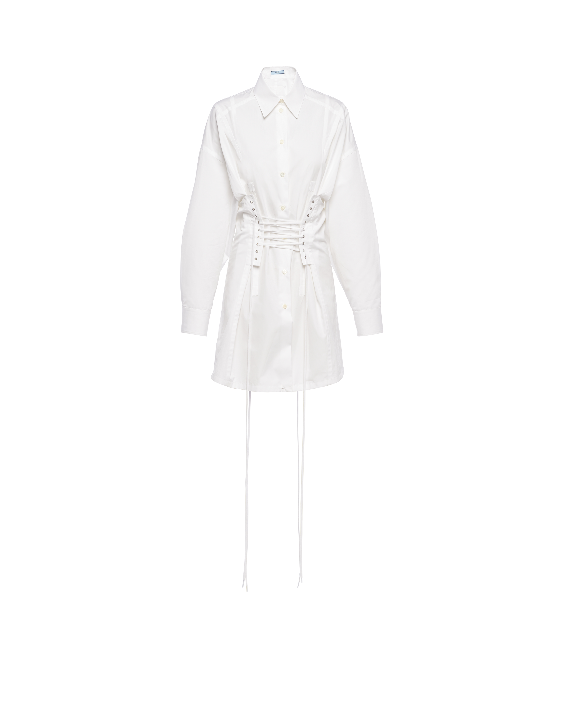 Prada Bedrucktes Minikleid Aus Popeline In White