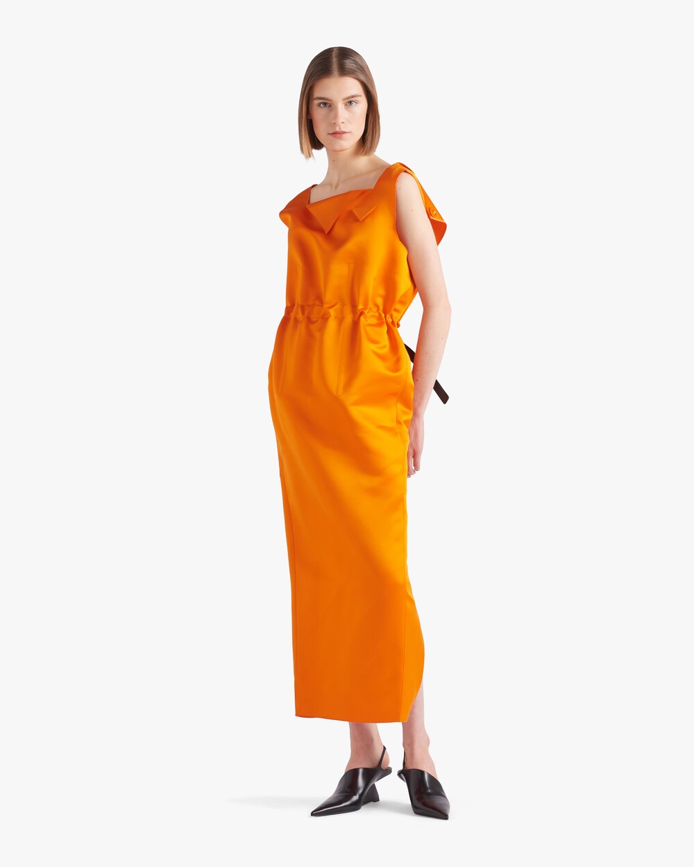 satin dress orange