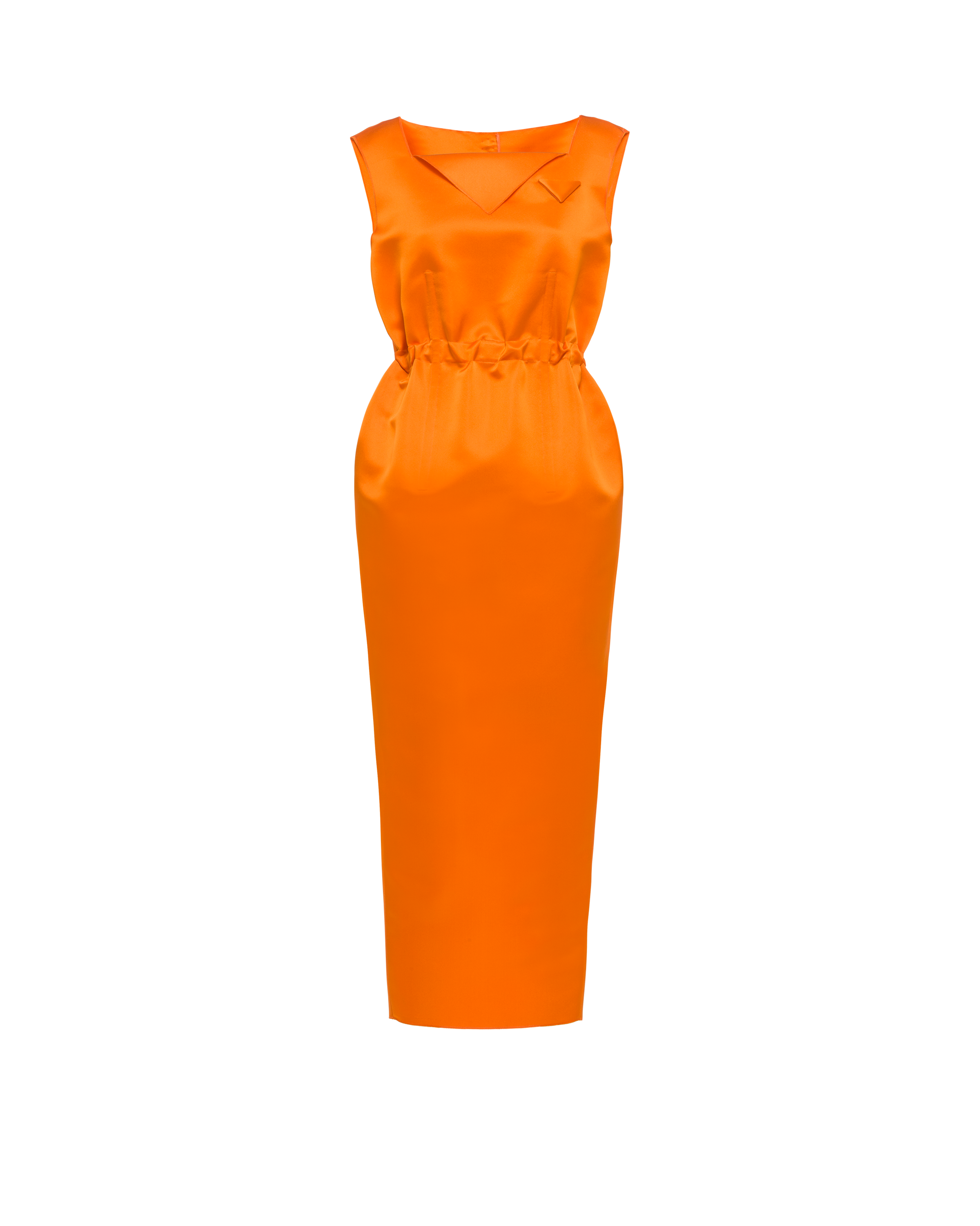 Prada Orange Double Satin Dress In Orange