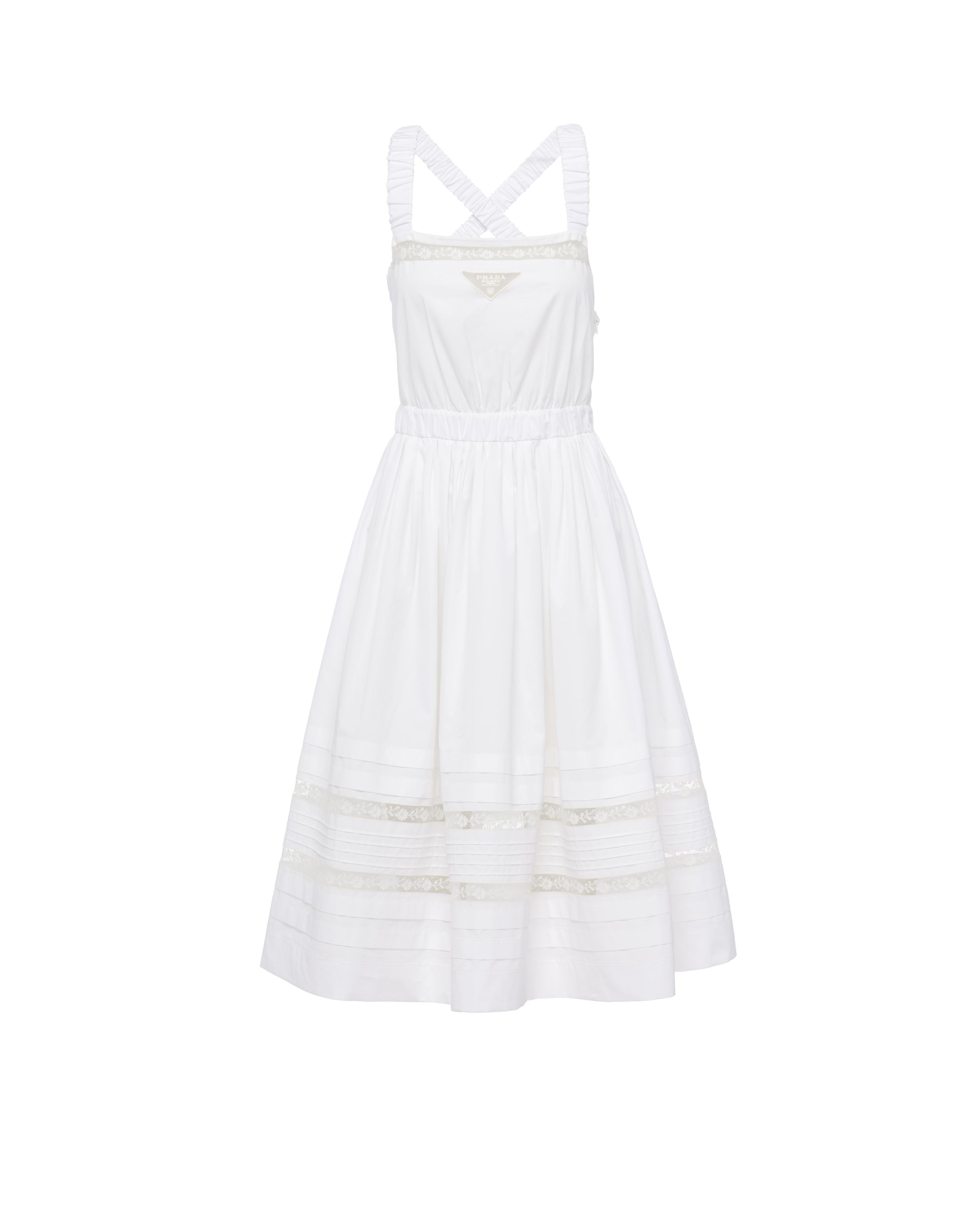 【プラダ・PRADA】Intarsia poplin dress Prada Intarsia Poplin Dress In White | ModeSens