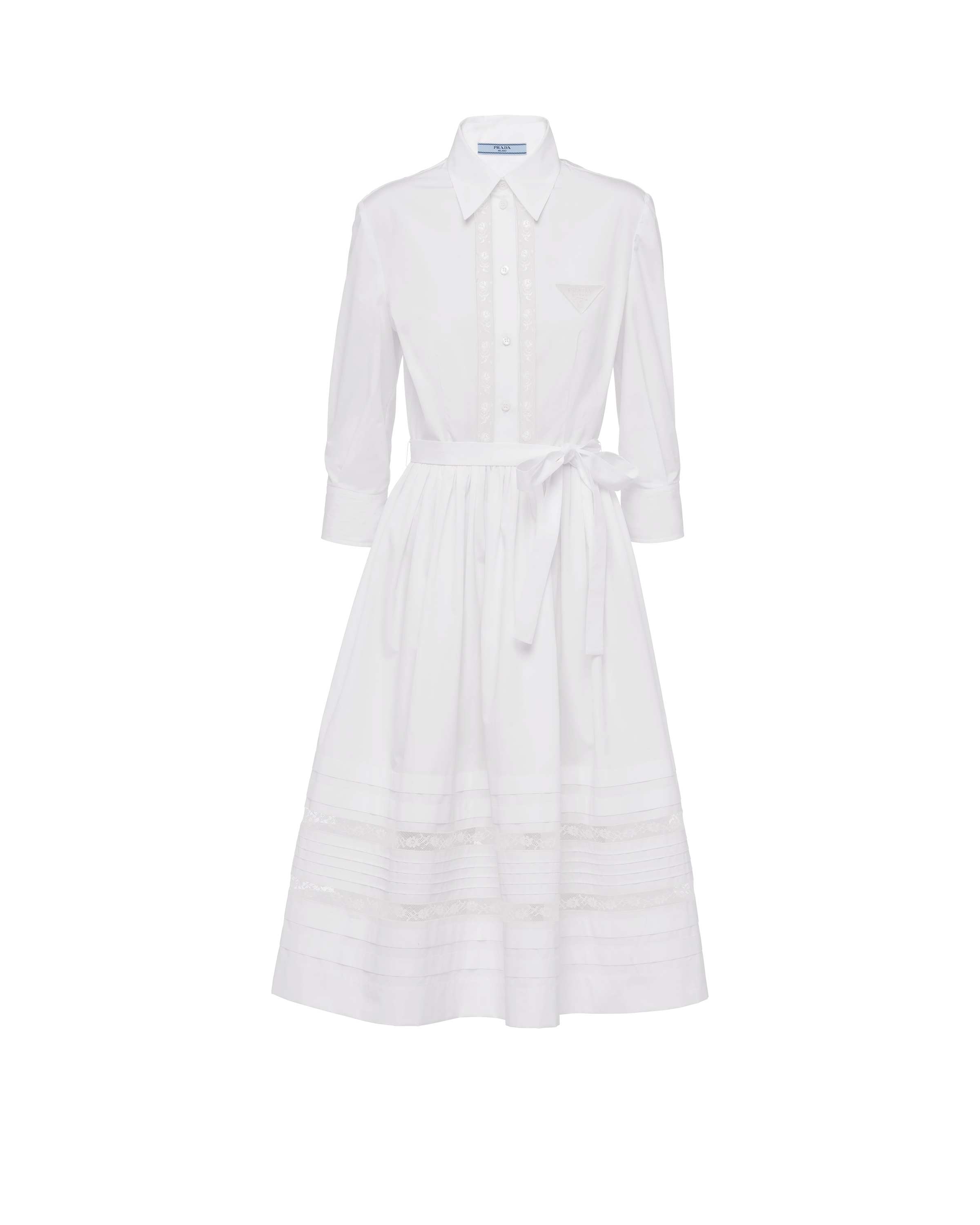 Prada Intarsia Poplin Dress In White | ModeSens Prada Intarsia Poplin Dress In White | ModeSens