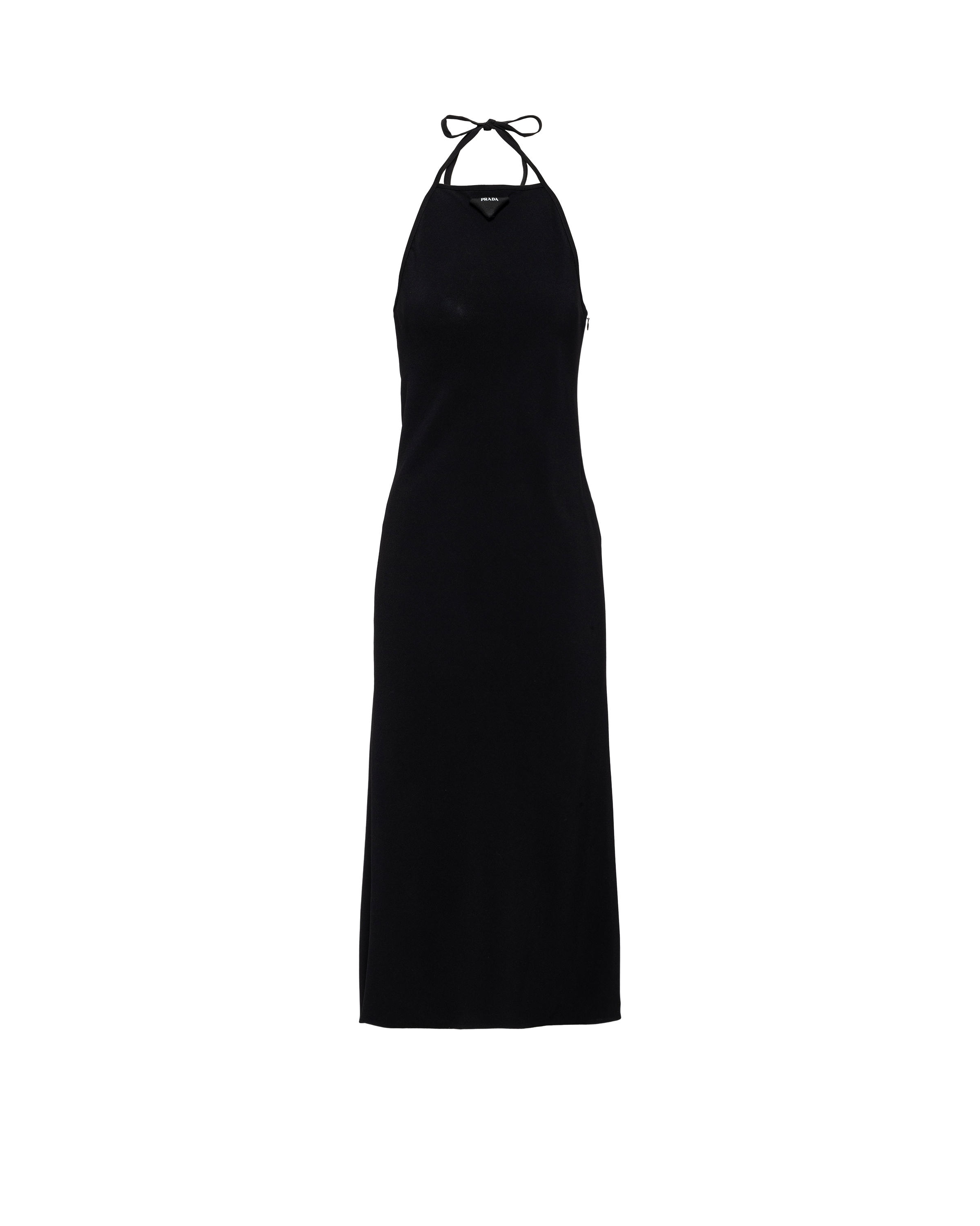 Prada Halterneck Triangle Midi Dress In Black