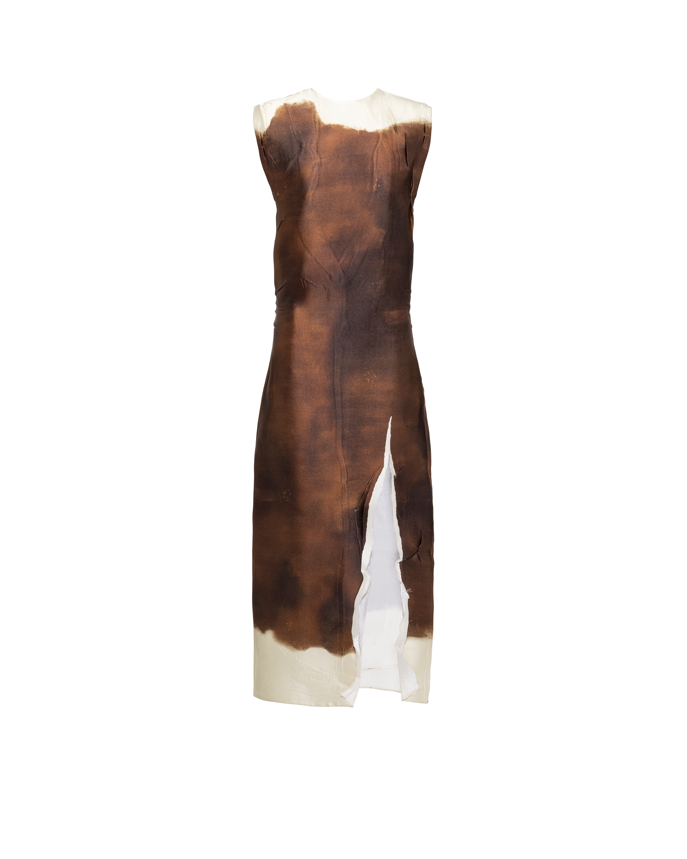 Prada Satin Printed Maxi Dress In Sienna