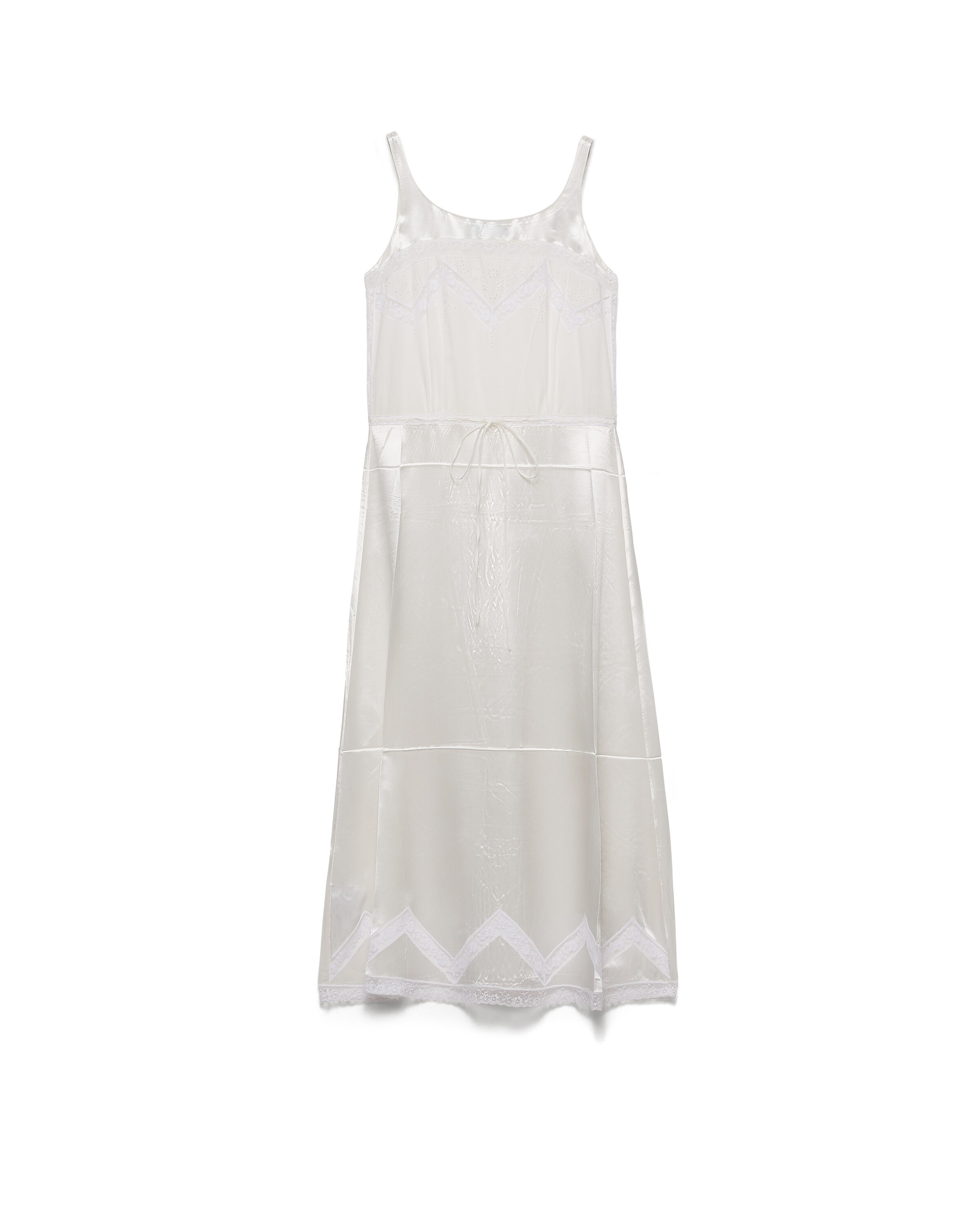 Prada Robe Brodée En Batiste Vieillie, Femme, Blanc, Taille 40