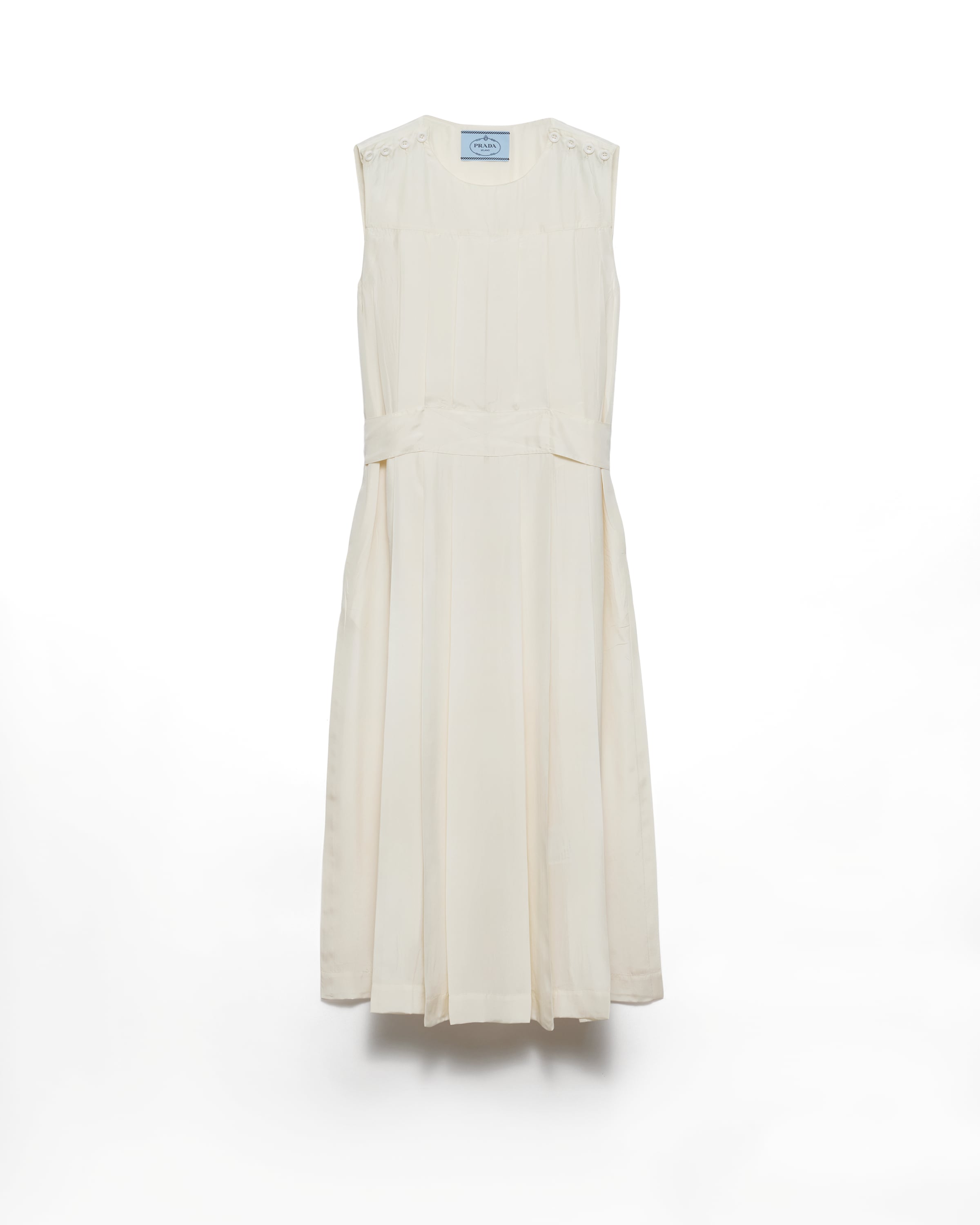 Prada Robe En Pongé De Soie, Femme, Ivoire, Taille 36