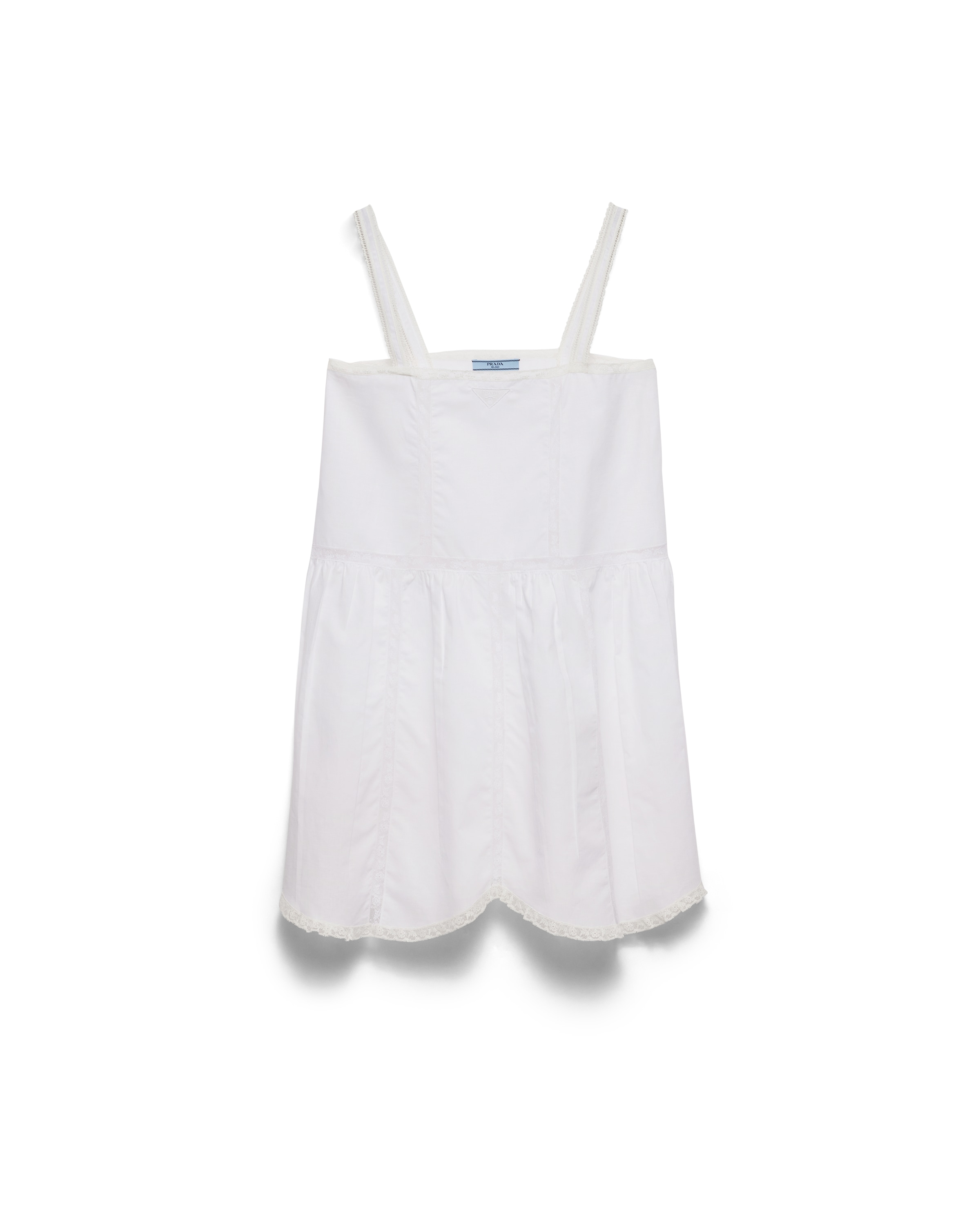 Prada Minivestido En Tela Bordada Con Aspecto Vintage, Mujer, Blanco, Talla 42