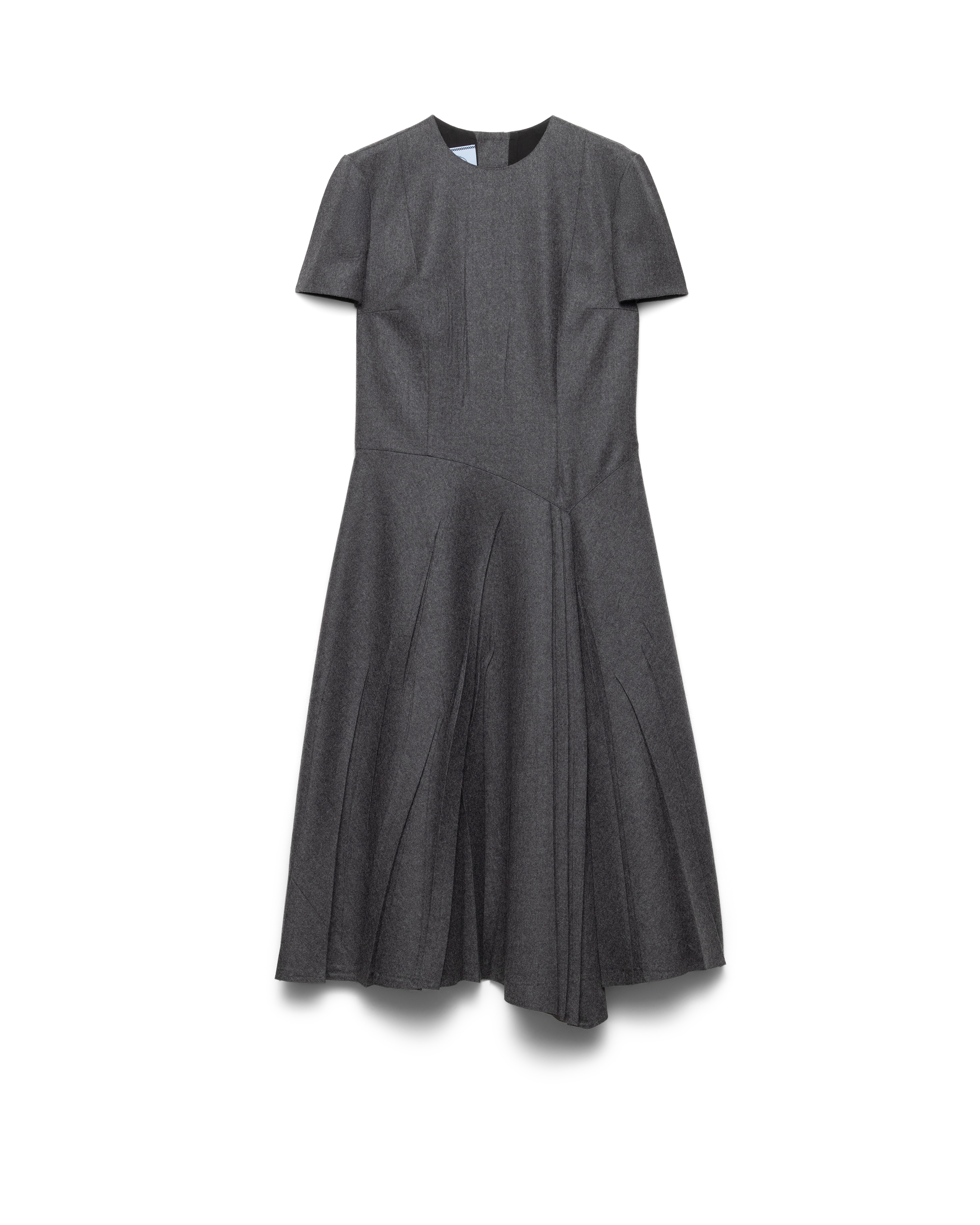 Prada Robe En Flanelle, Femme, Gris Ardoise, Taille 40