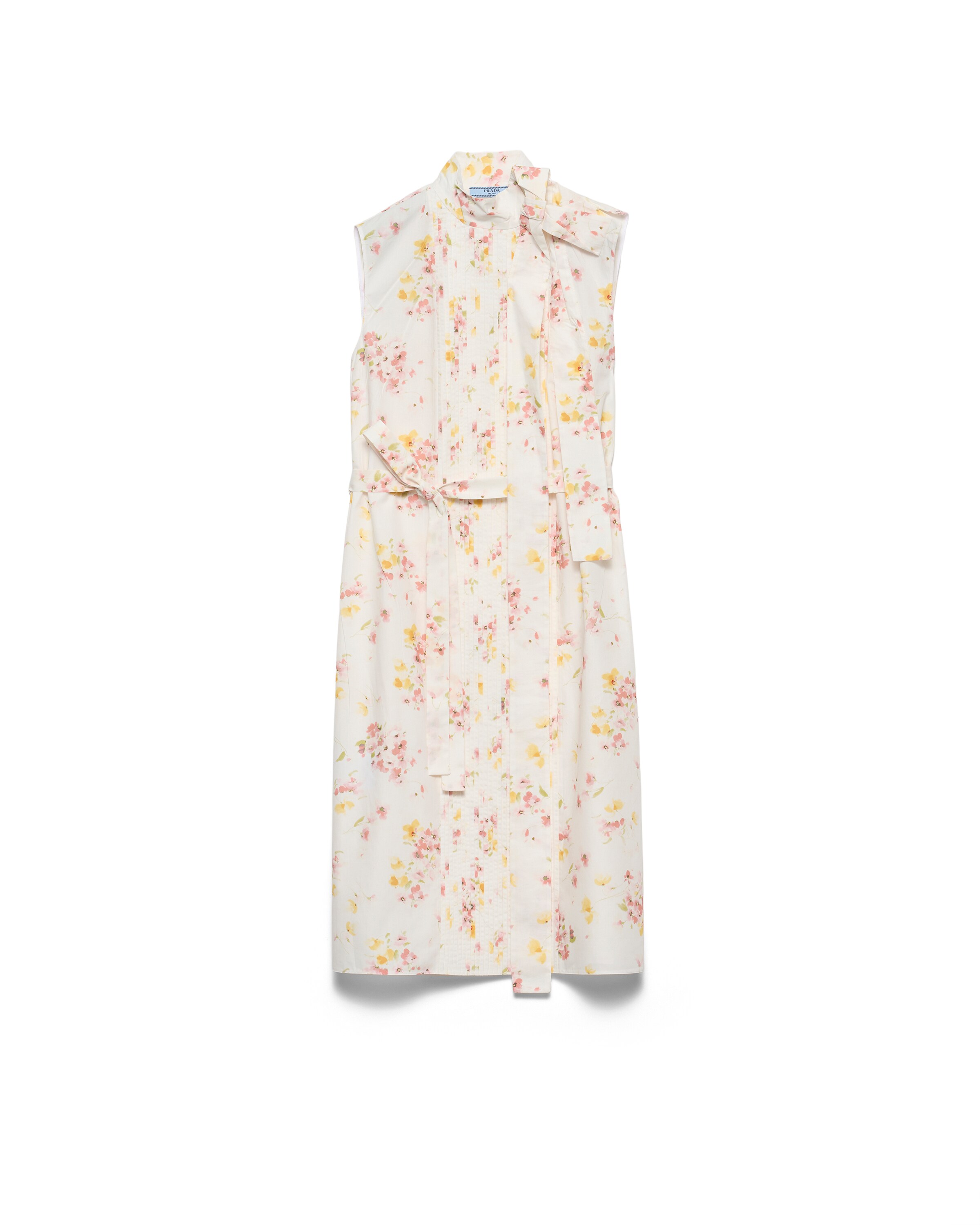 Prada Abito Plissè In Popeline Con Stampa Floreale, Donna, Begonia, Taglia 42