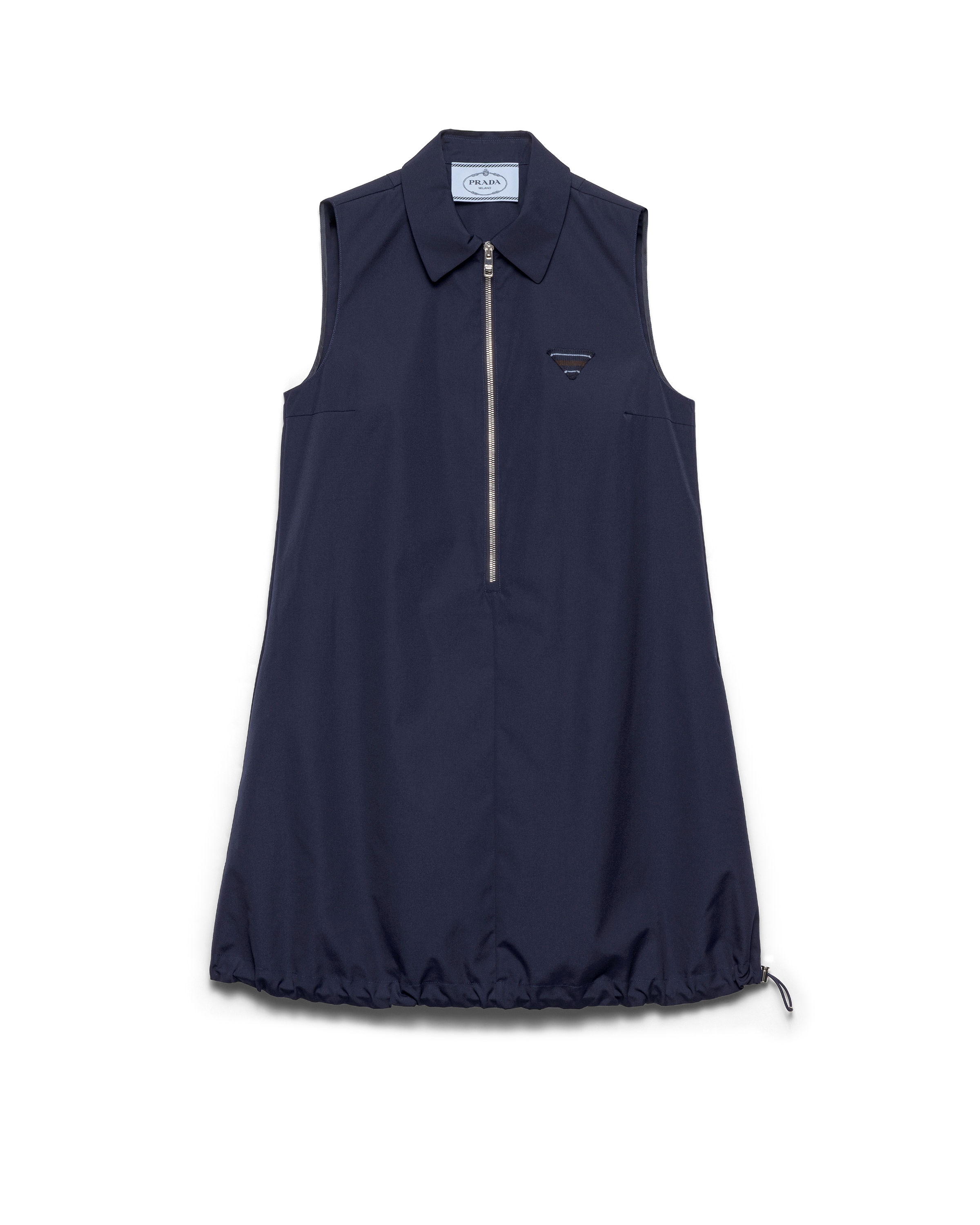 Prada Womens Blue Branded Sleeveless Cotton-poplin Mini Dress