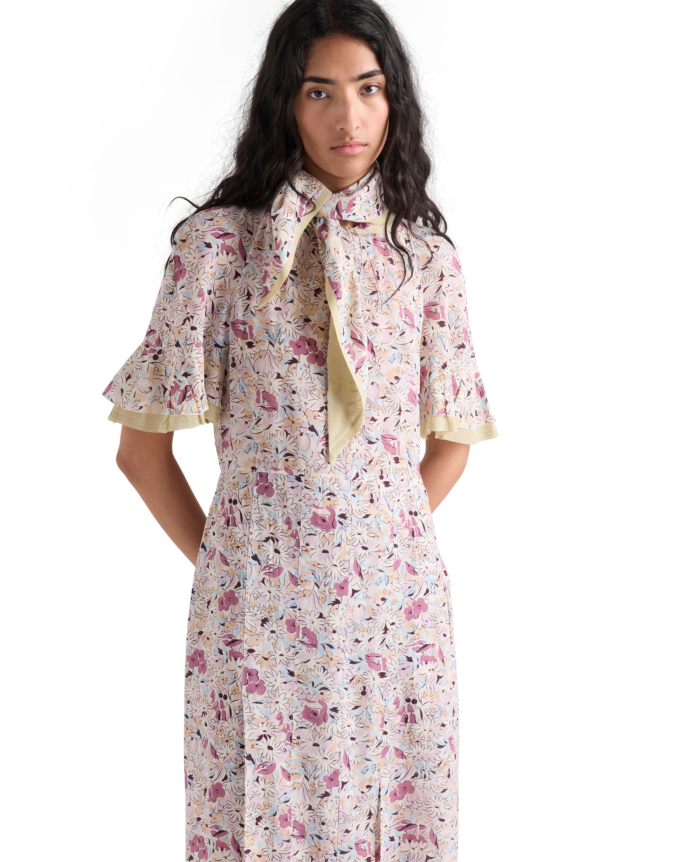 Prada Patterned Dress In Purple