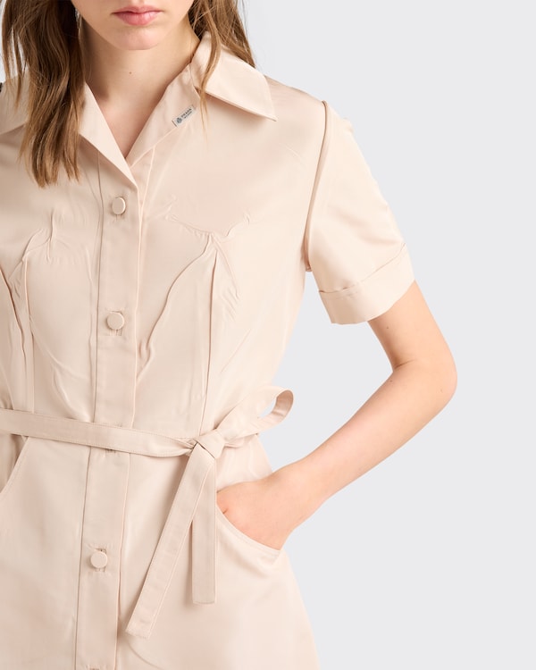 Blusenkleid aus Faille Seta - Sandbeige Blusenkleid aus Faille Seta - Sandbeige