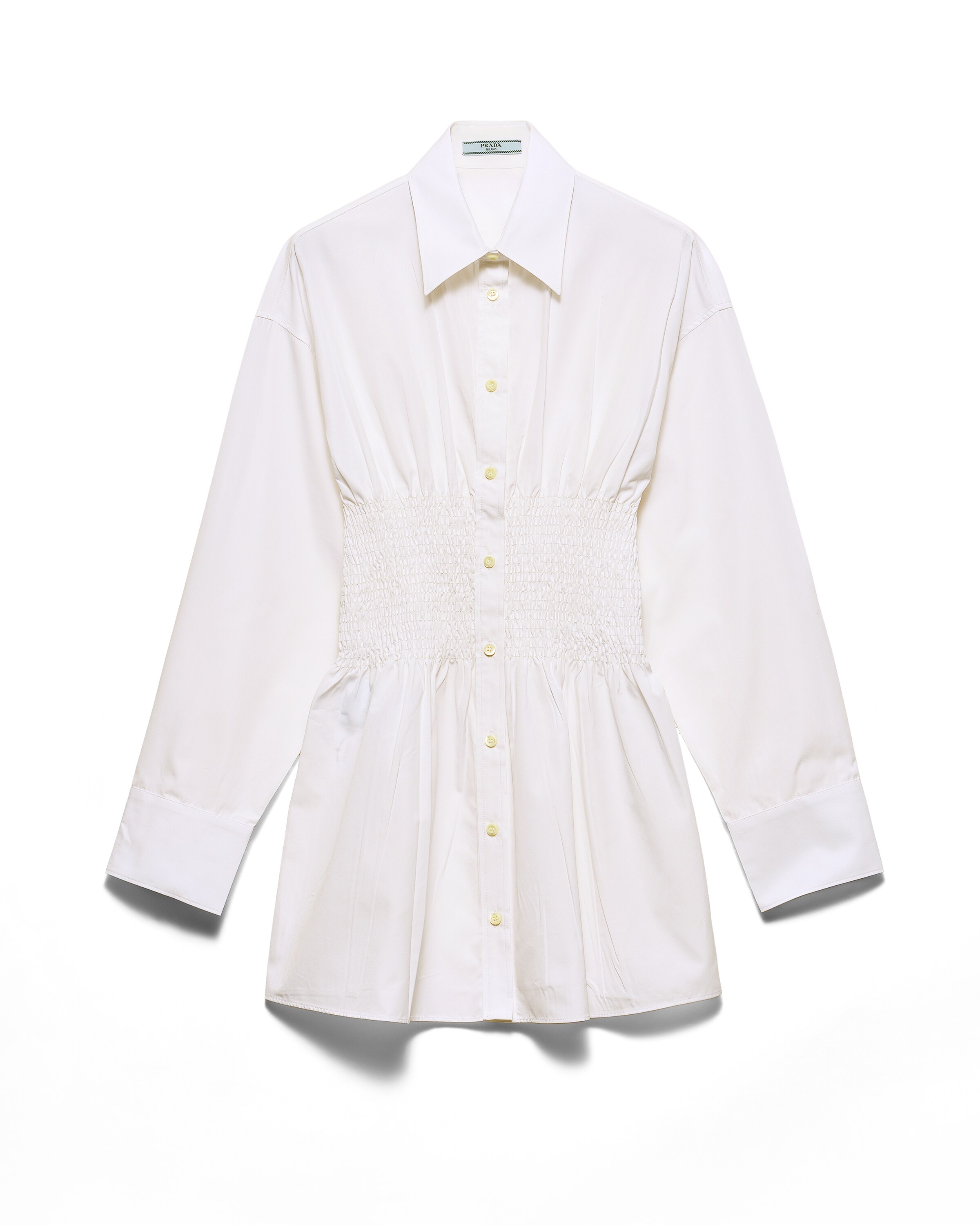 Prada Chemise En Popeline À Smocks, Femme, Blanc, Taille 42
