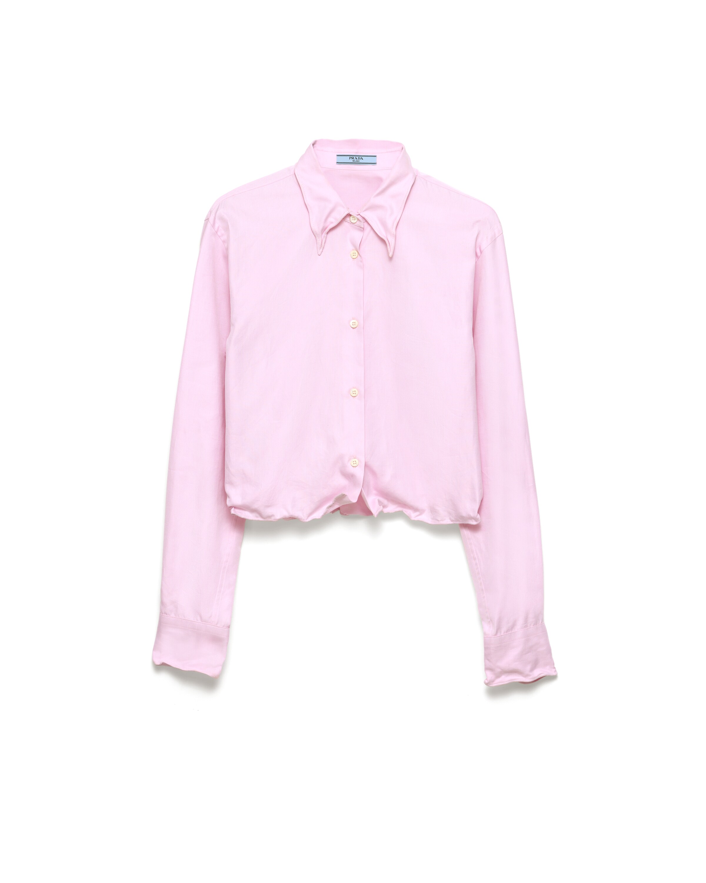 Prada Camicia In Cotone Oxford, Donna, Alabastro, Taglia 42