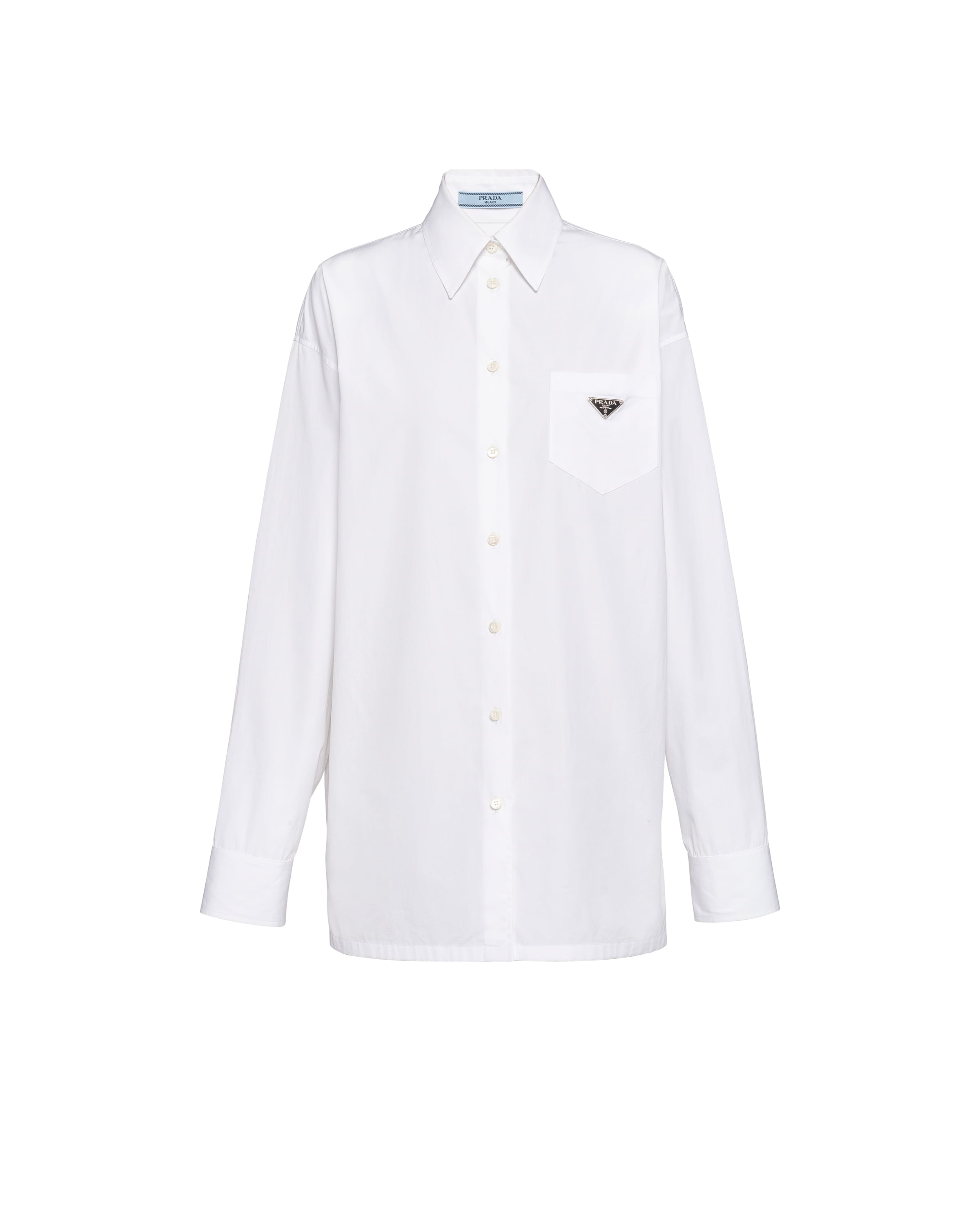 Prada Camicia In Popeline, Donna, Bianco, Taglia 42