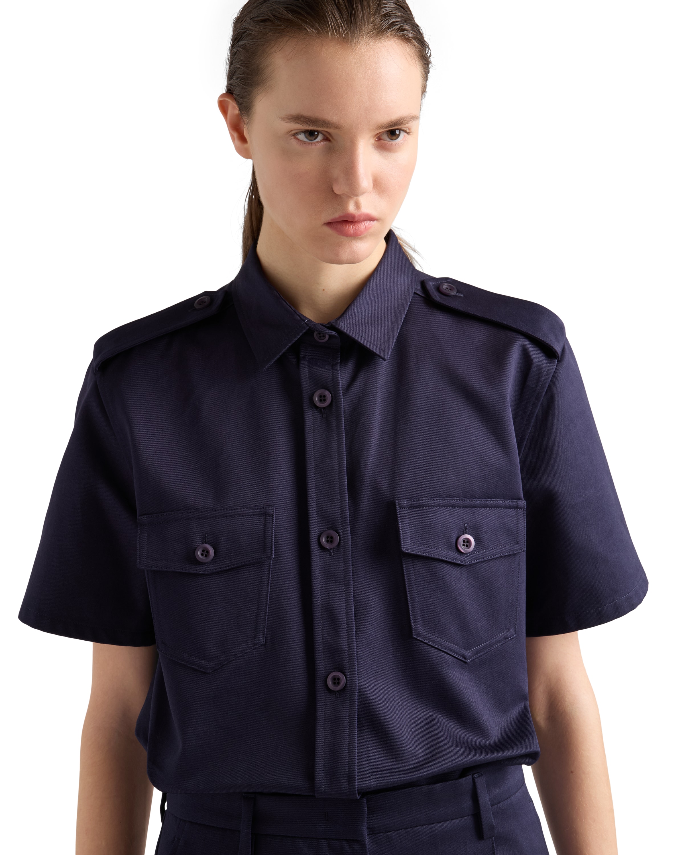 Prada Short-sleeved Buttoned Shirt In Purple