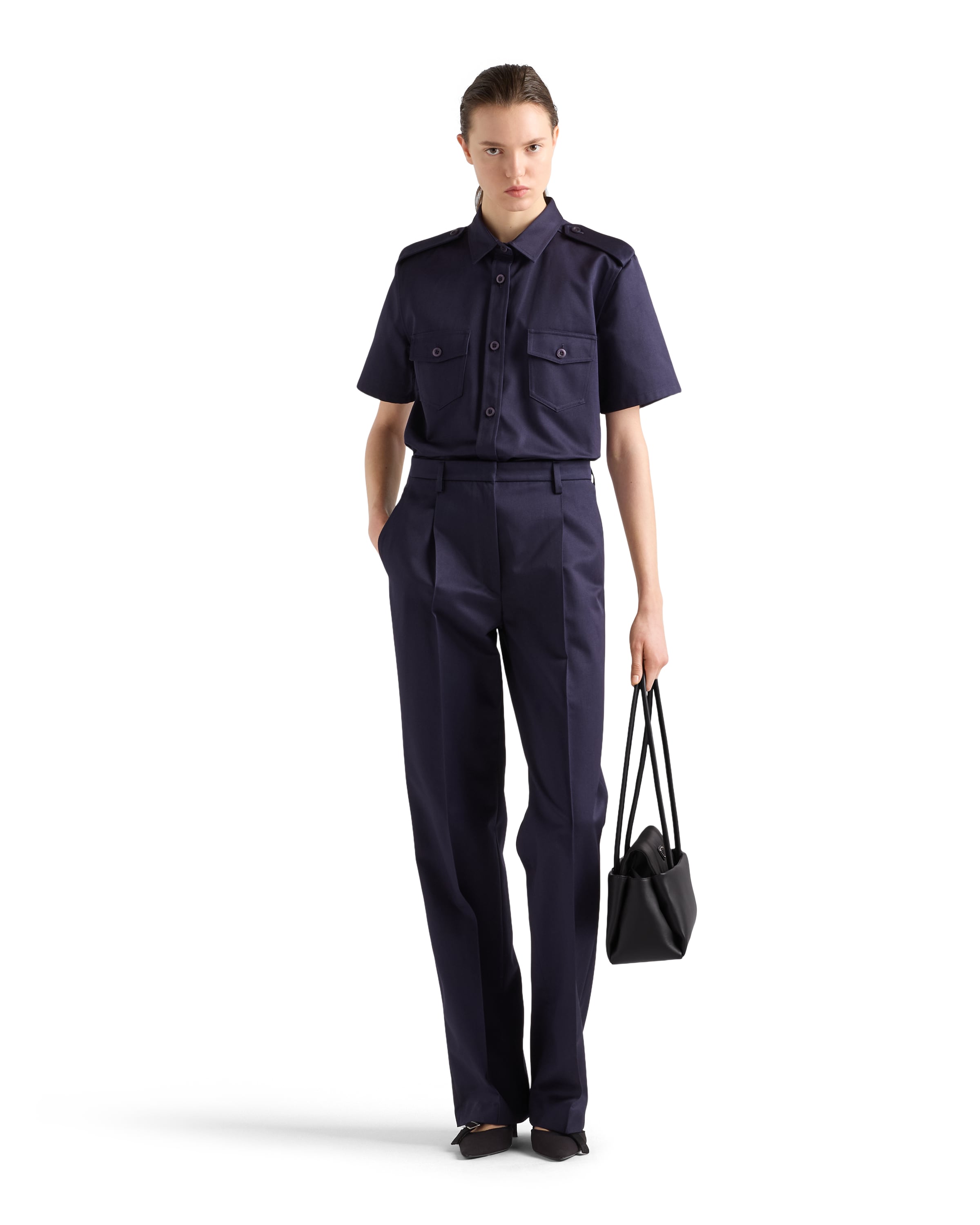 Prada Short-sleeved Buttoned Shirt In Purple
