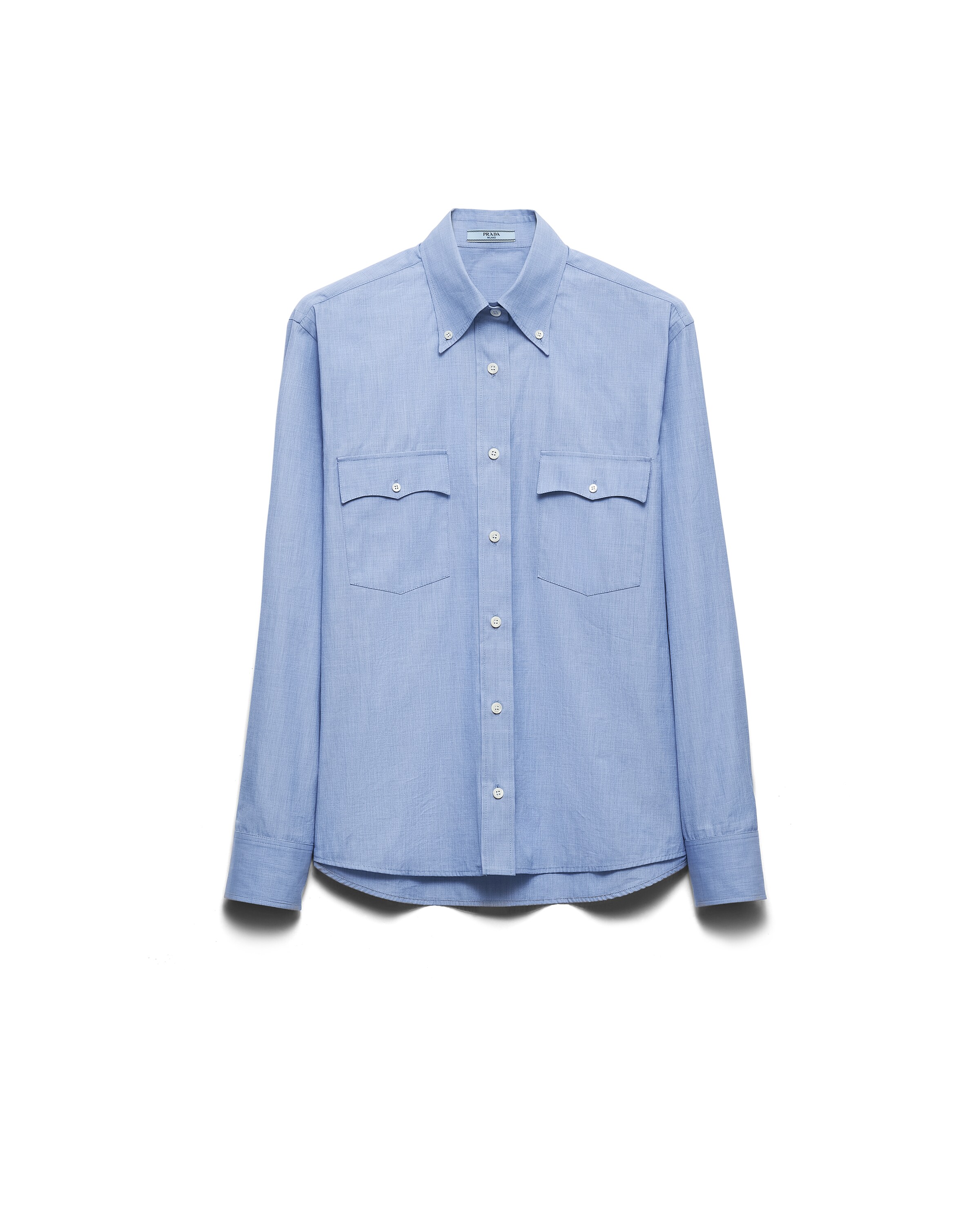 Prada Chemise En Popeline, Femme, Bleu Saphir, Taille 42