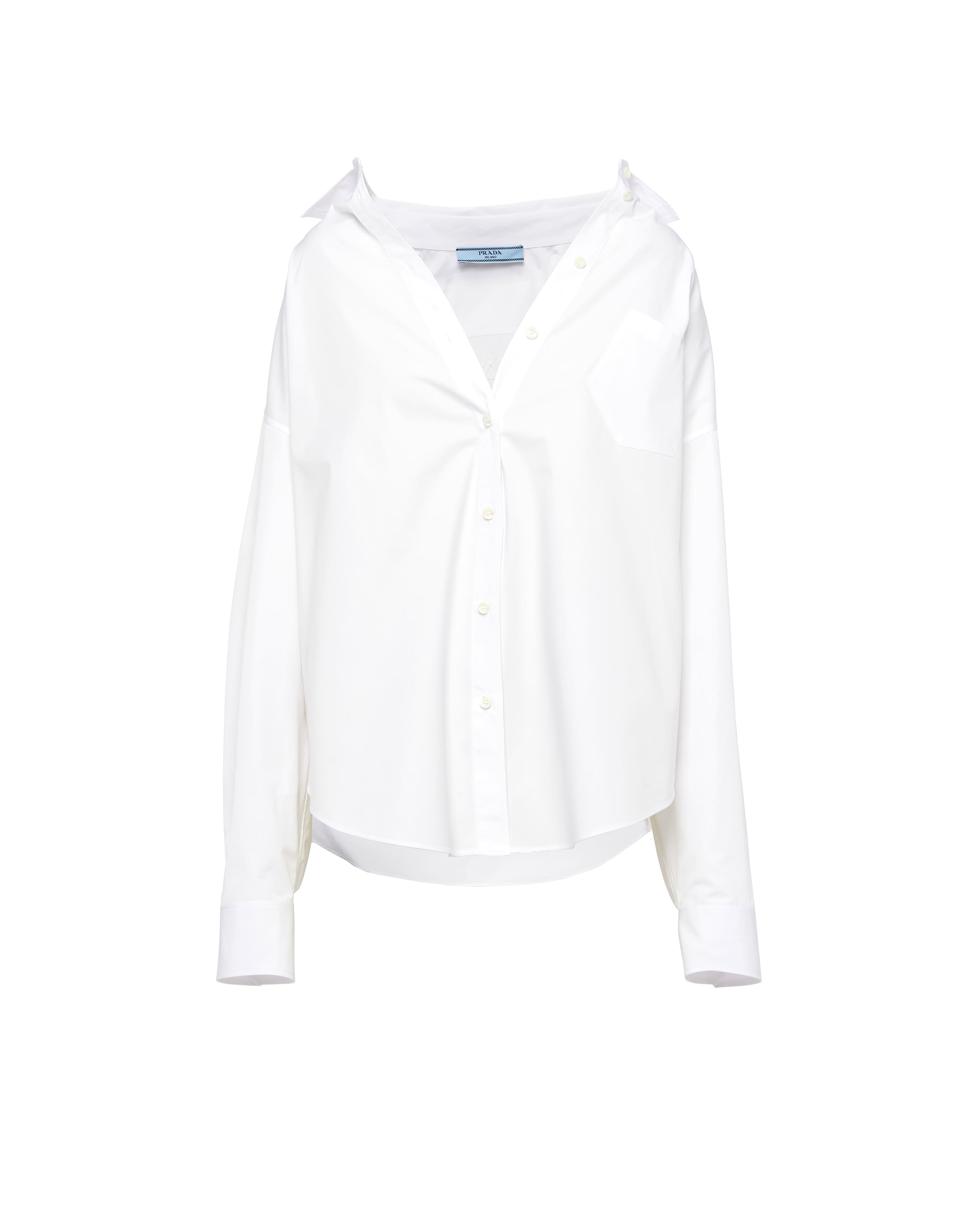 Prada Chemise En Popeline Brodée, Femme, Blanc, Taille 42