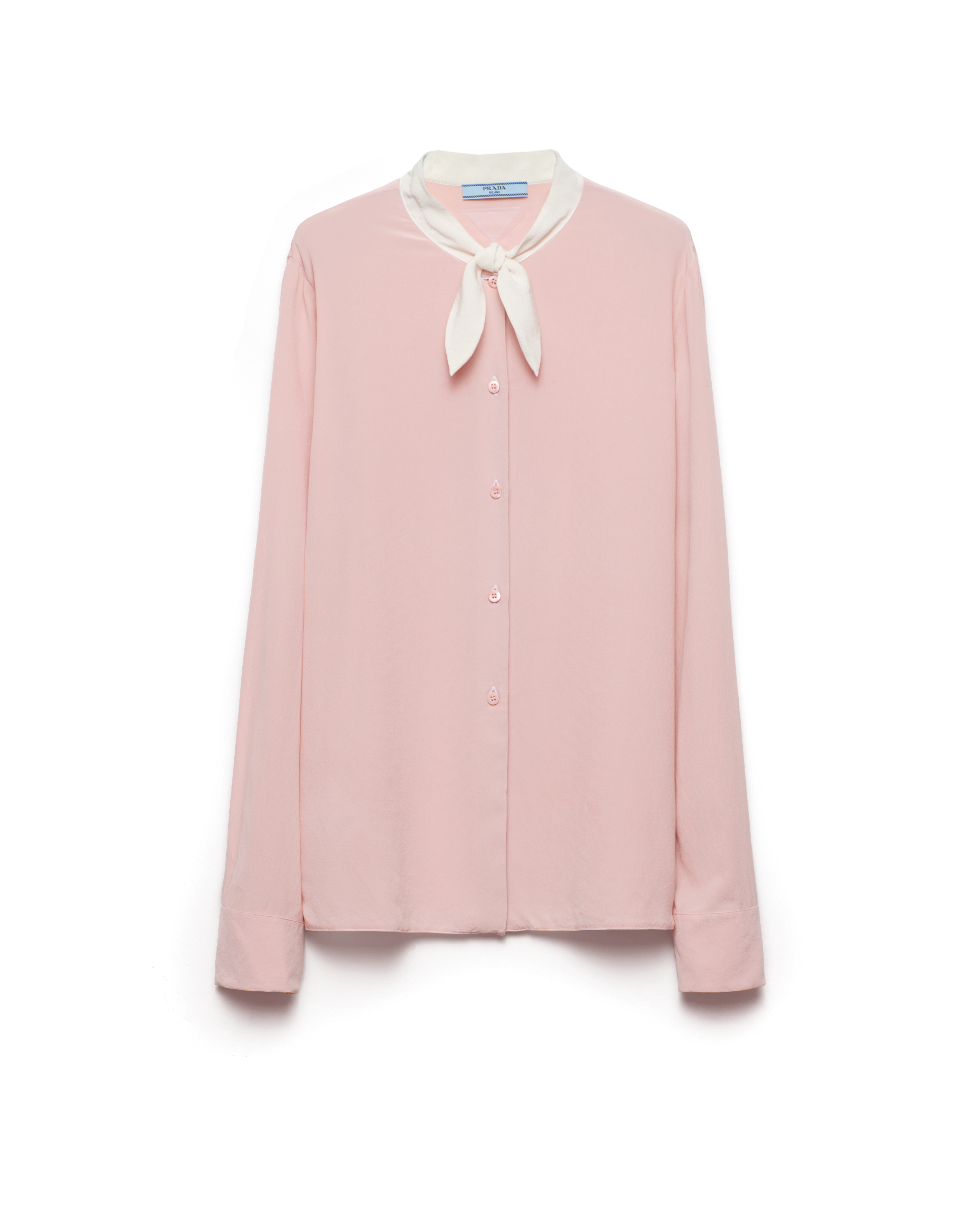 Prada Button-down Silk Shirt In Alabaster Pink