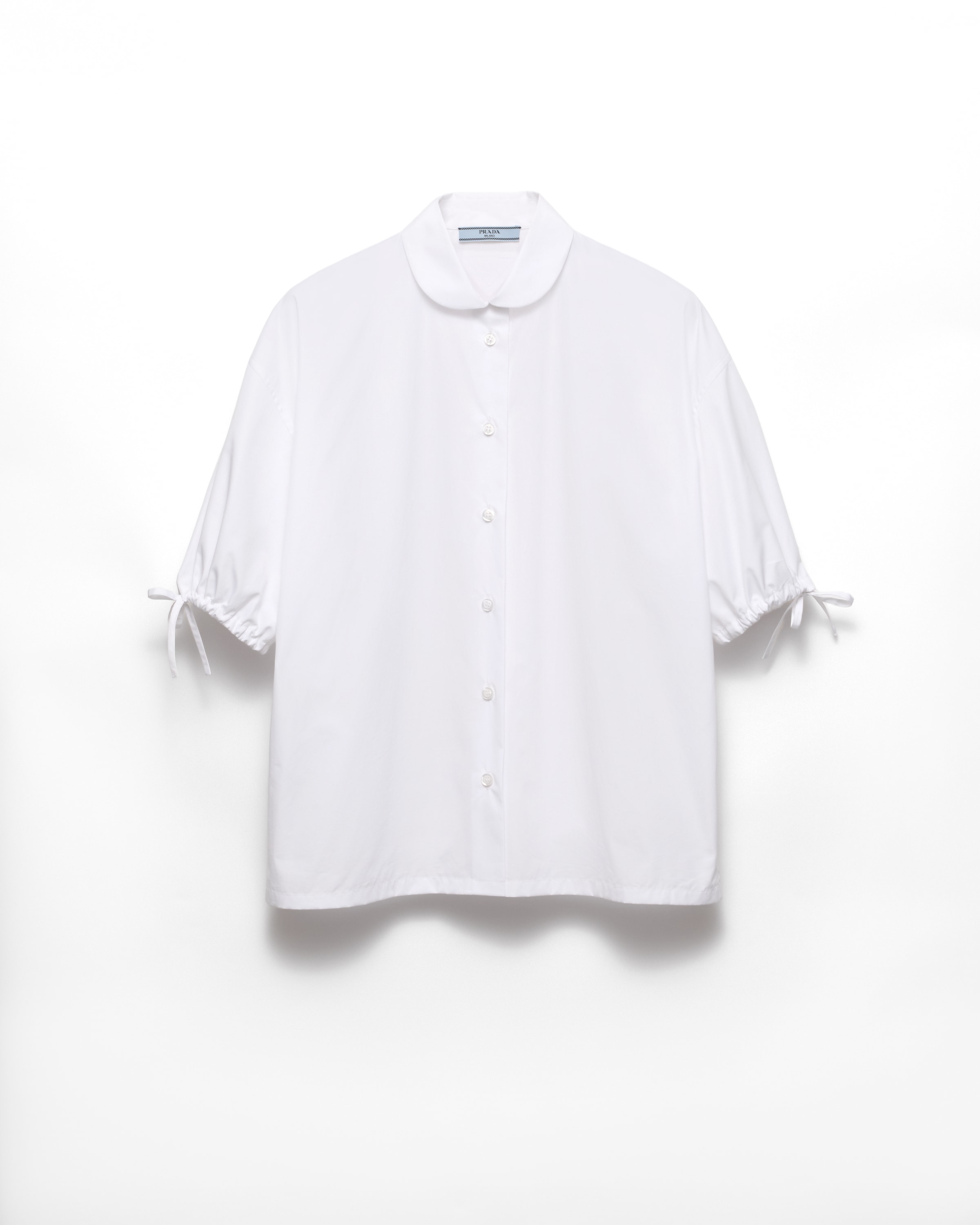 Prada Camicia In Popeline, Donna, Bianco, Taglia 36