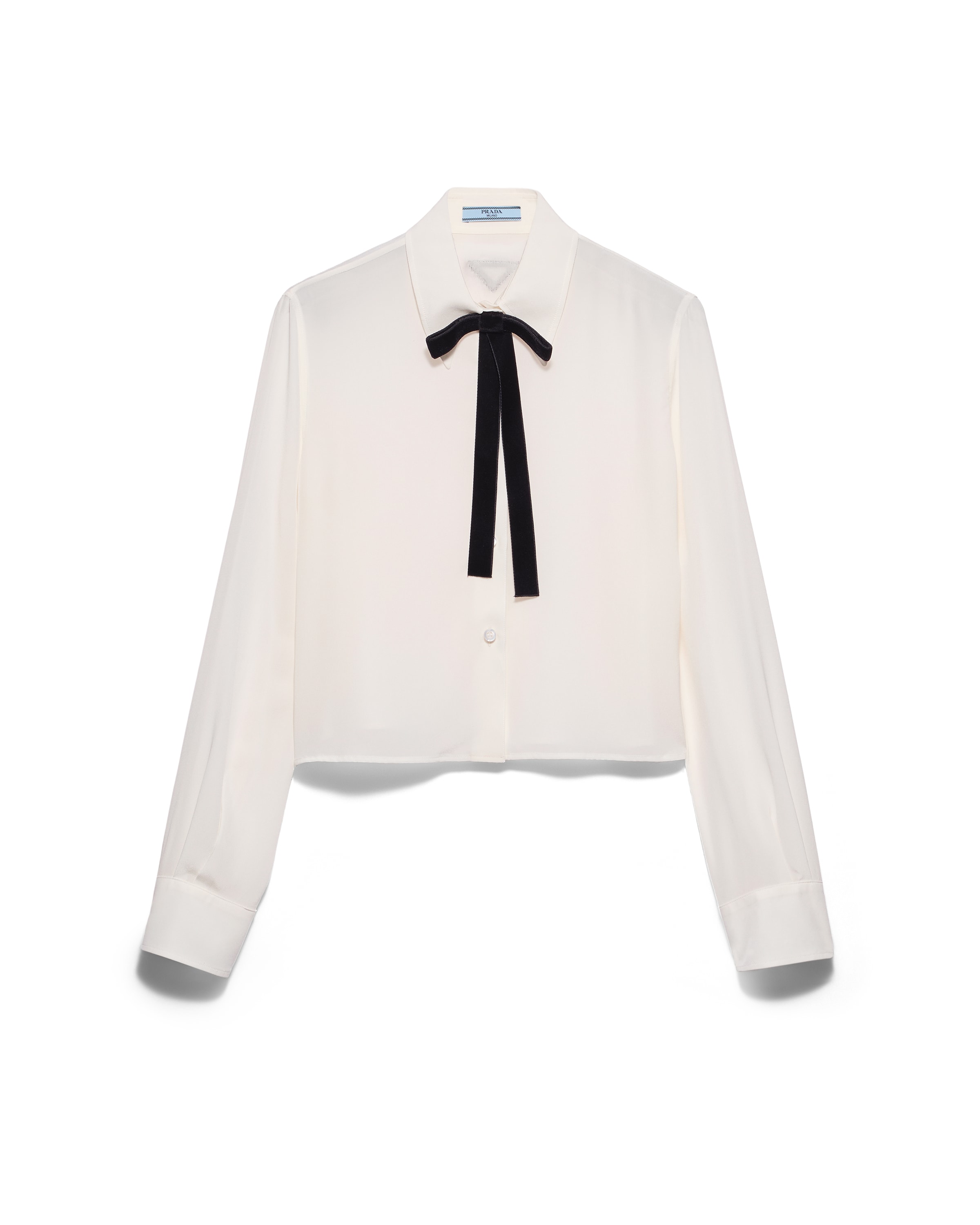 Prada Camicia In Crêpe De Chine, Donna, Avorio, Taglia 36