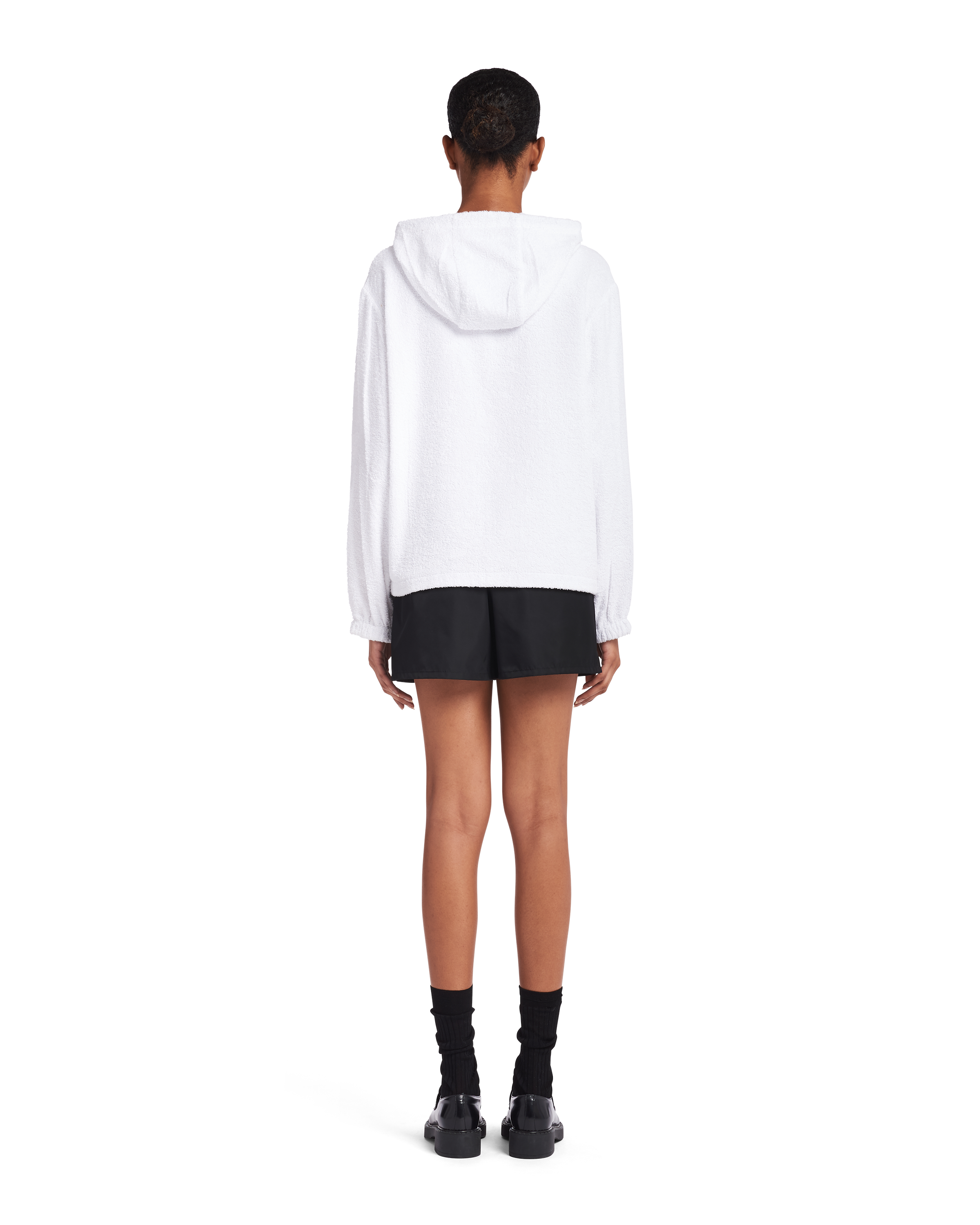 White Terry cloth hoodie | Prada