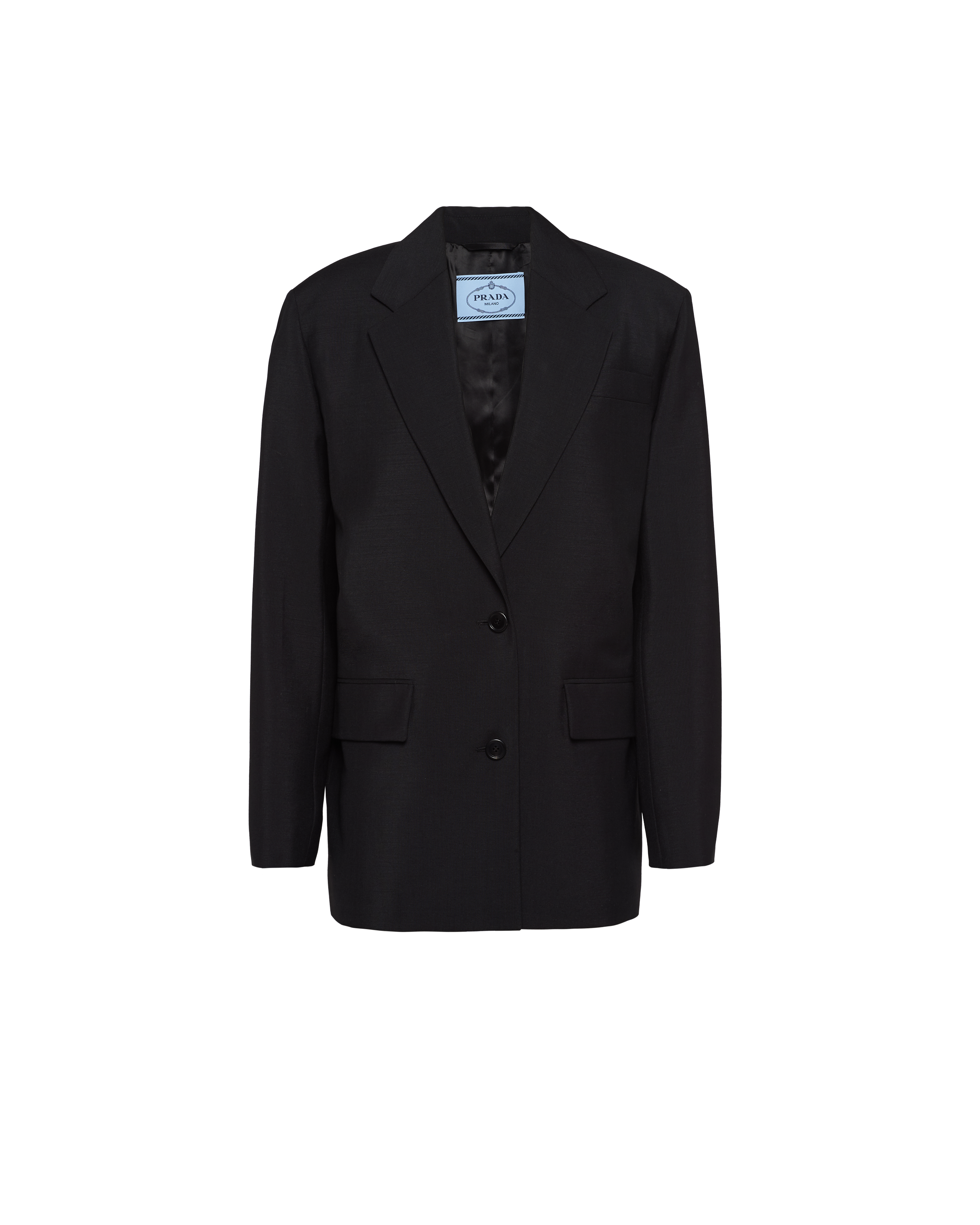 Prada Single-breasted Kid-mohair Jacket In Black