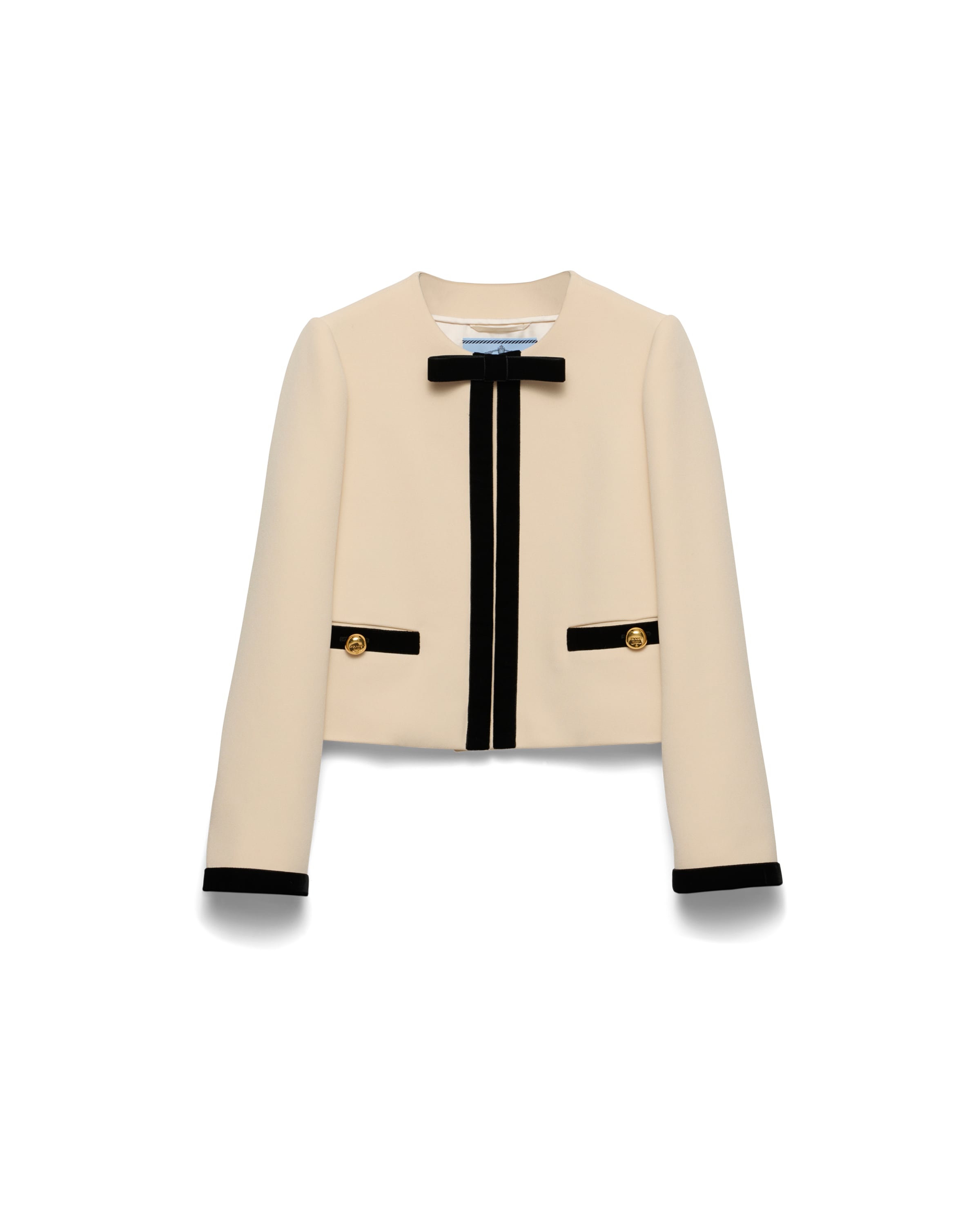 Prada Giacca Monopetto In Sablè Compact, Donna, Naturale, Taglia 42